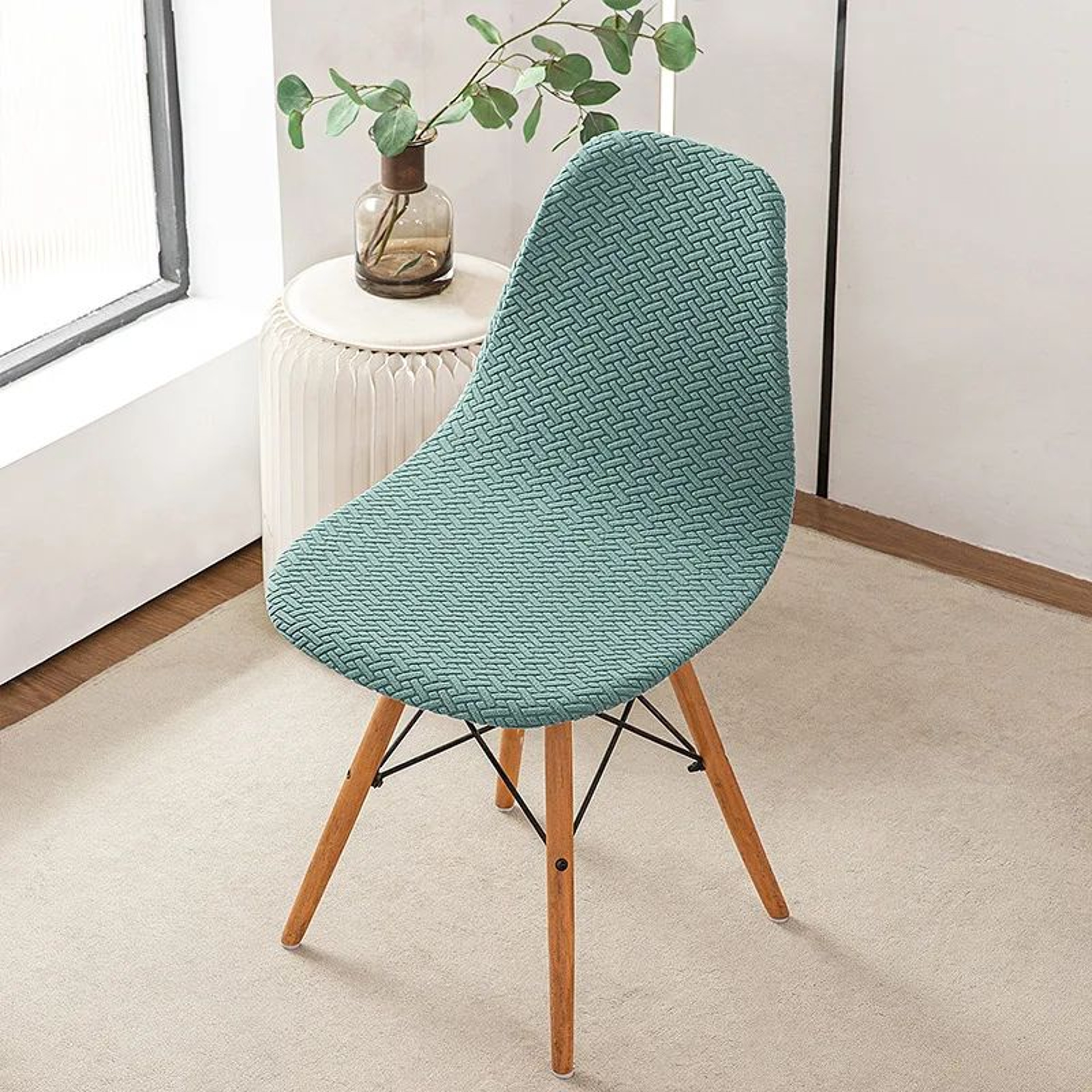 Polar Fleece Jacquard Stretch Dining Chair Cover 7