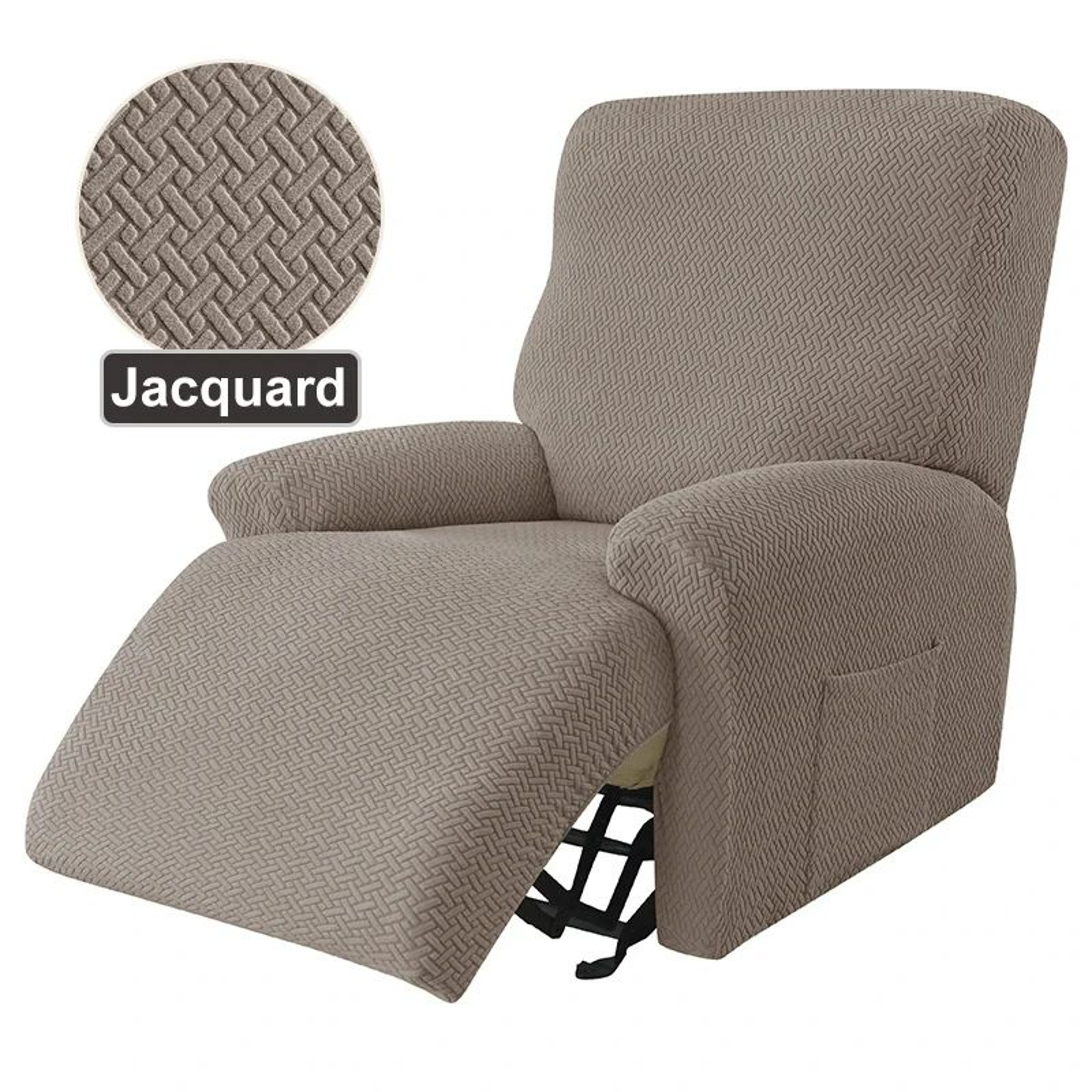 Jacquard Stretch Recliner Sofa Cover 4 Piece Non Slip Chair Protector 7
