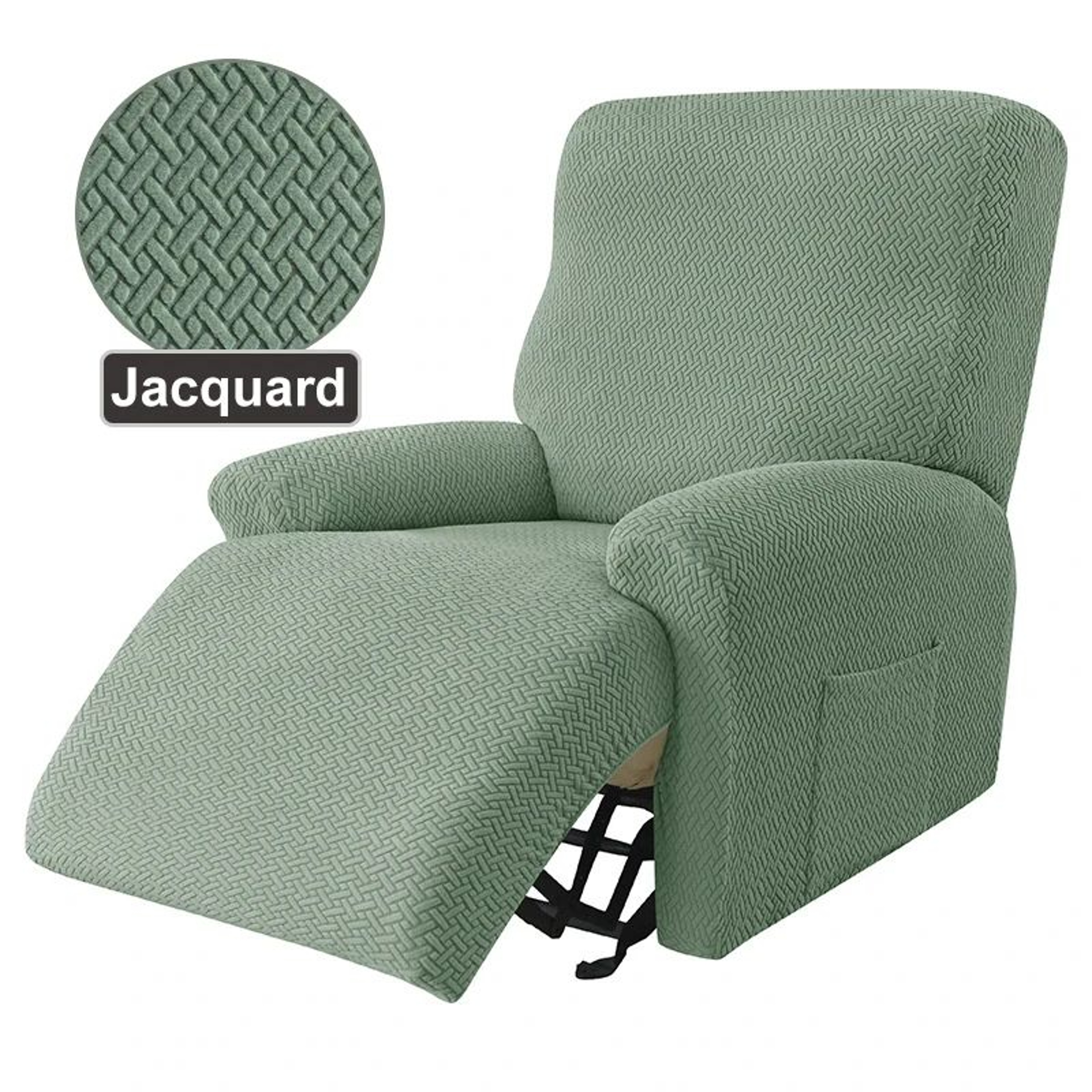 Jacquard Stretch Recliner Sofa Cover 4 Piece Non Slip Chair Protector 11