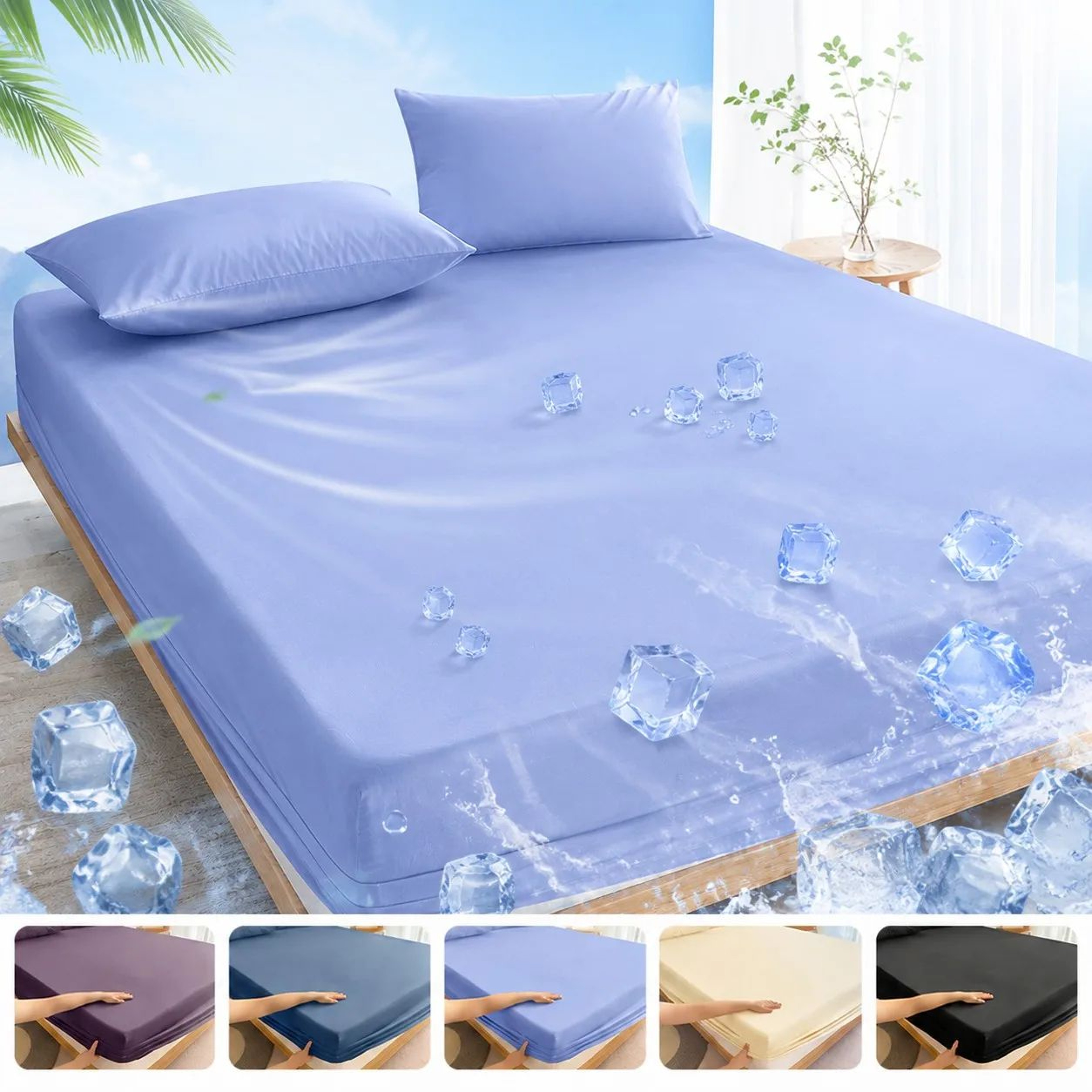 Summer Cooling Mattress Protector Fitted Sheet With NonSlip Elastic Fit 0