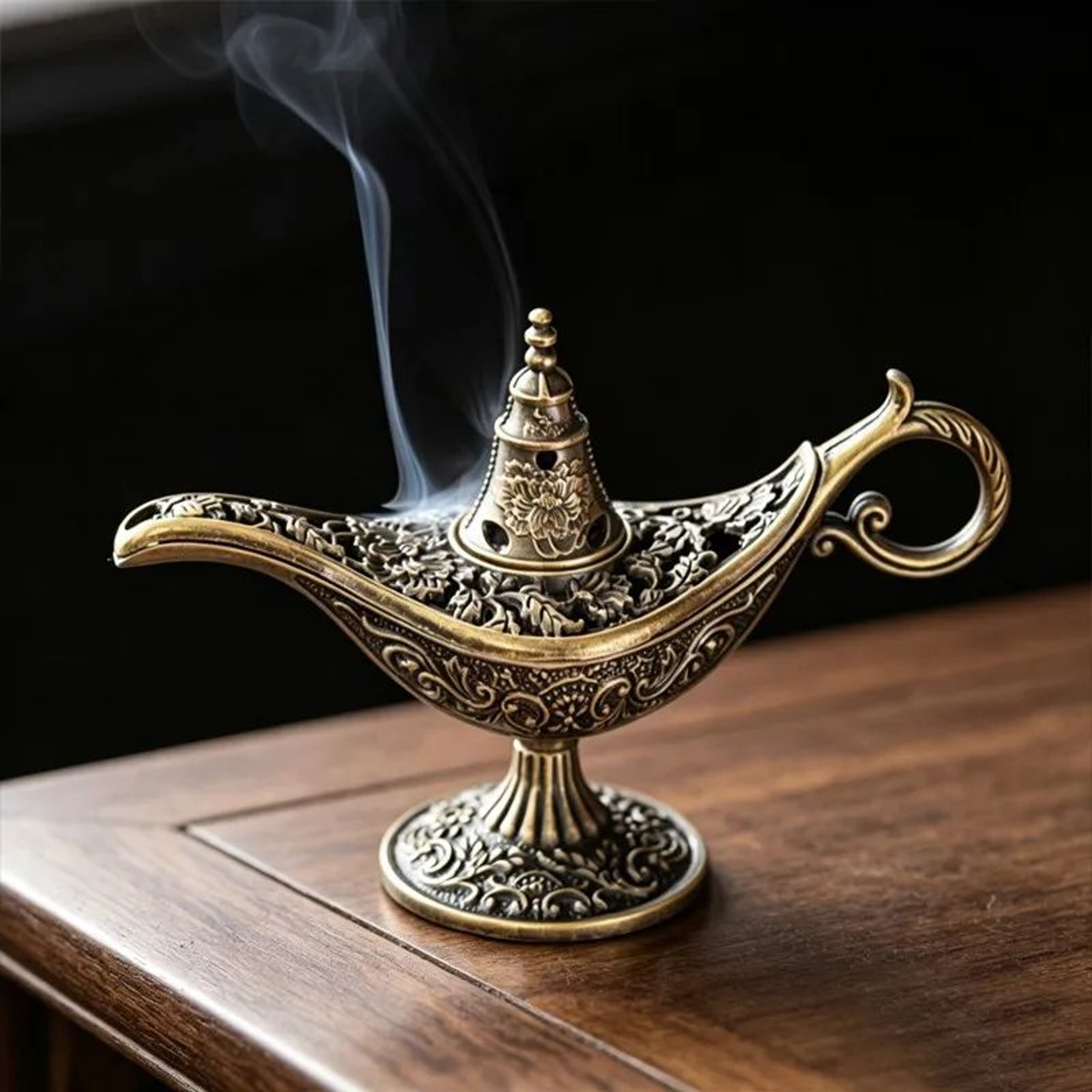 Antique Aladdin Lamp Incense Burner Metal Aroma Holder For Home Decor 0