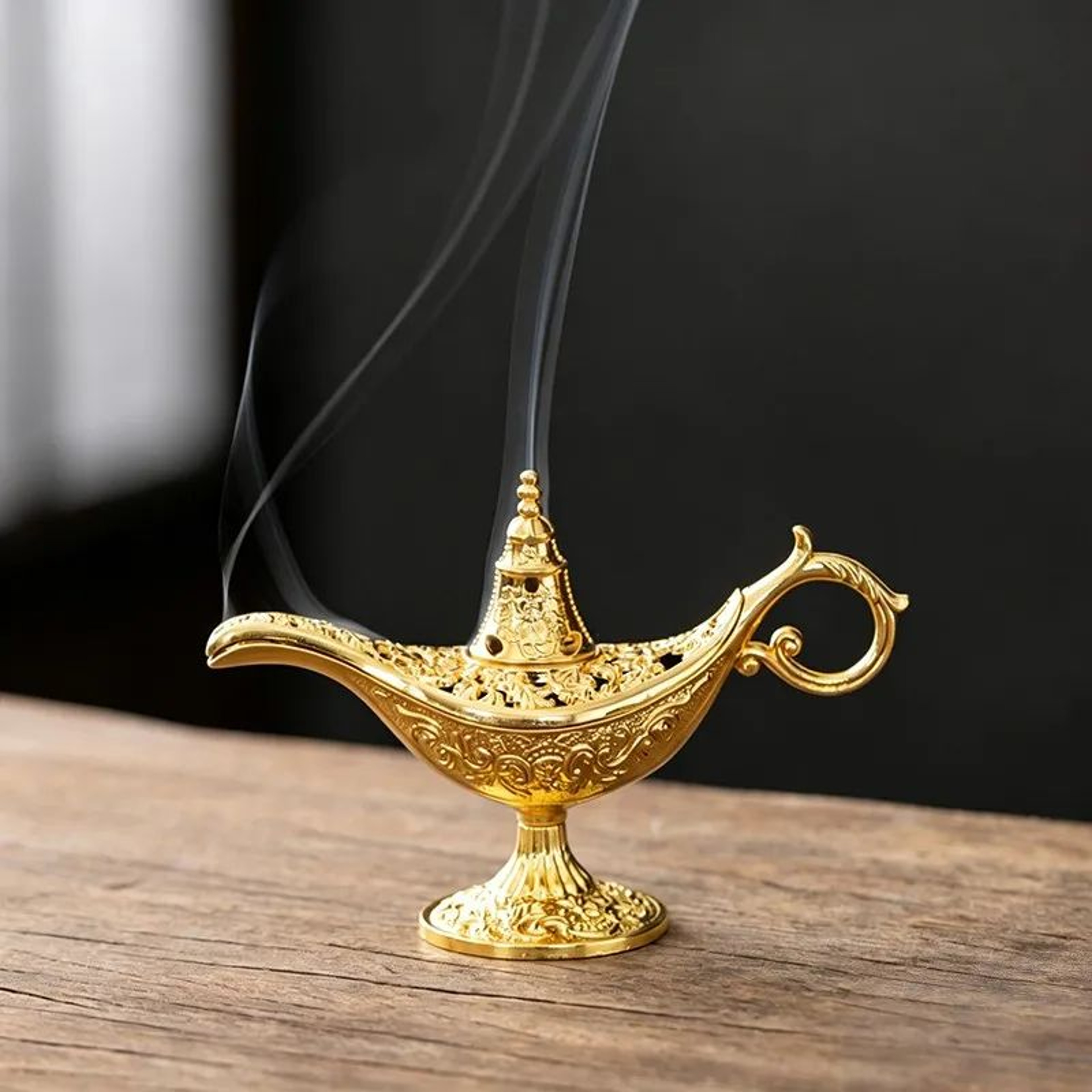 Antique Aladdin Lamp Incense Burner Metal Aroma Holder For Home Decor 7