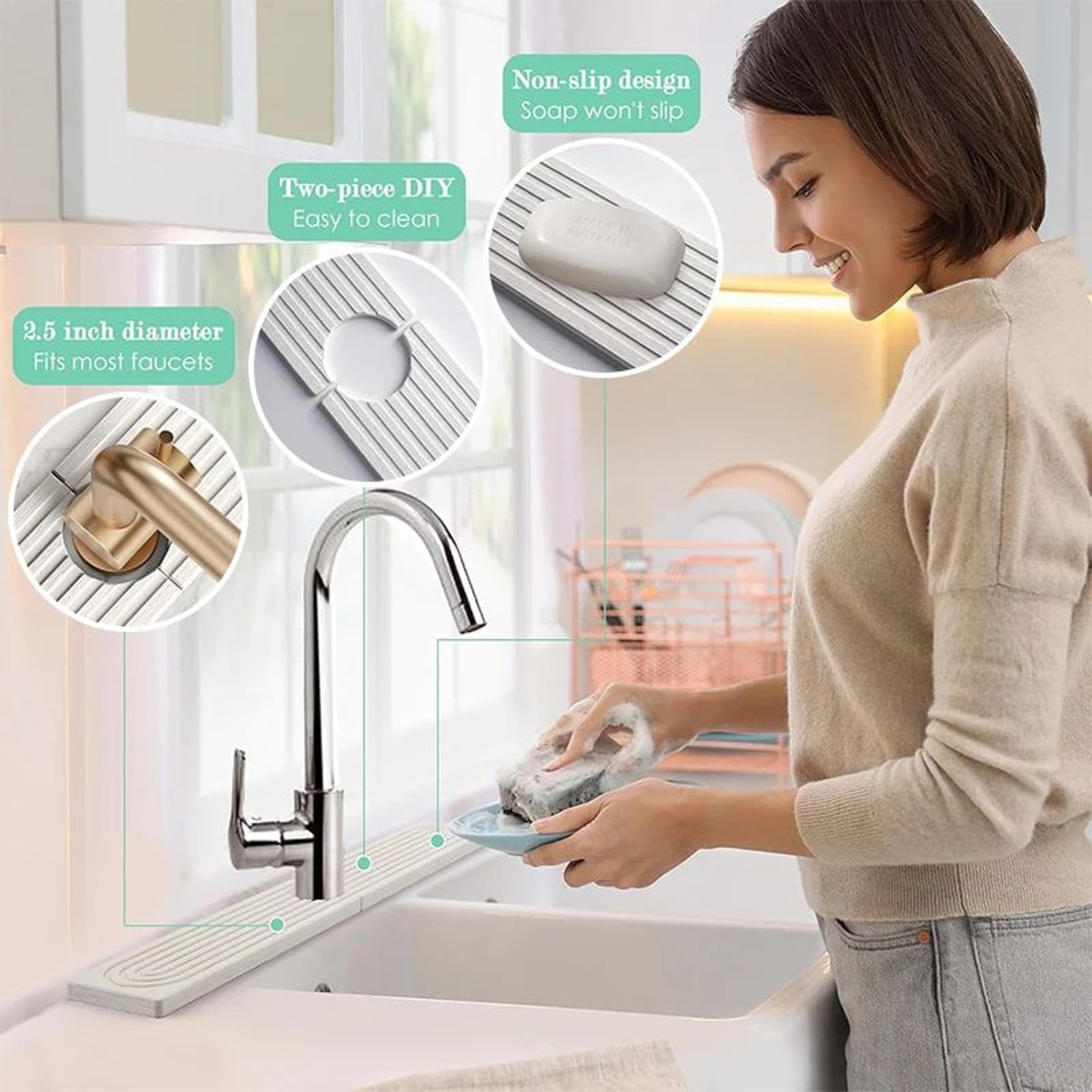 Diatomite Fast Drying Faucet Mat And Sink Splash Guard 5