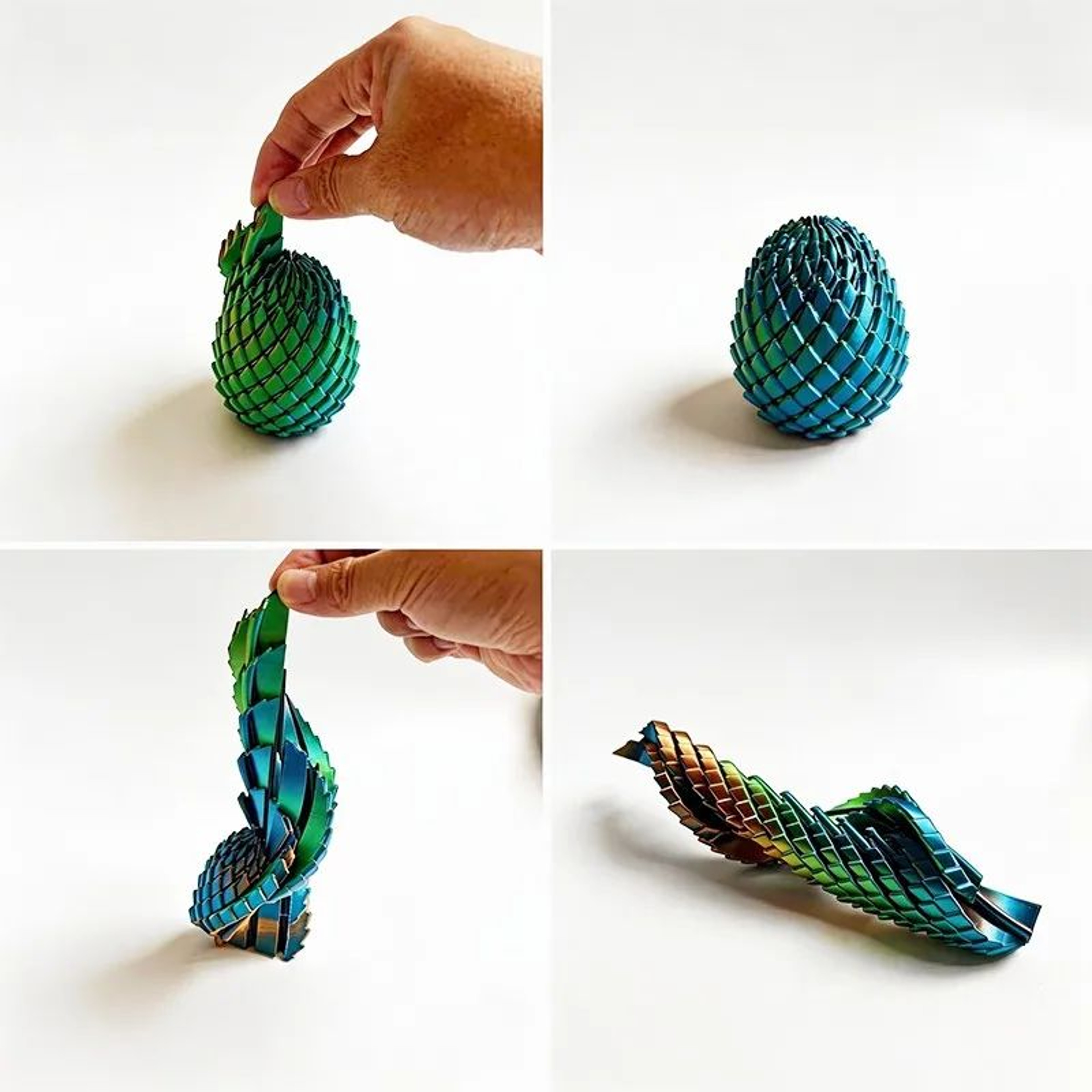 3D Printed Articulated Snake Egg Fidget Toy And Desktop Ornament 3