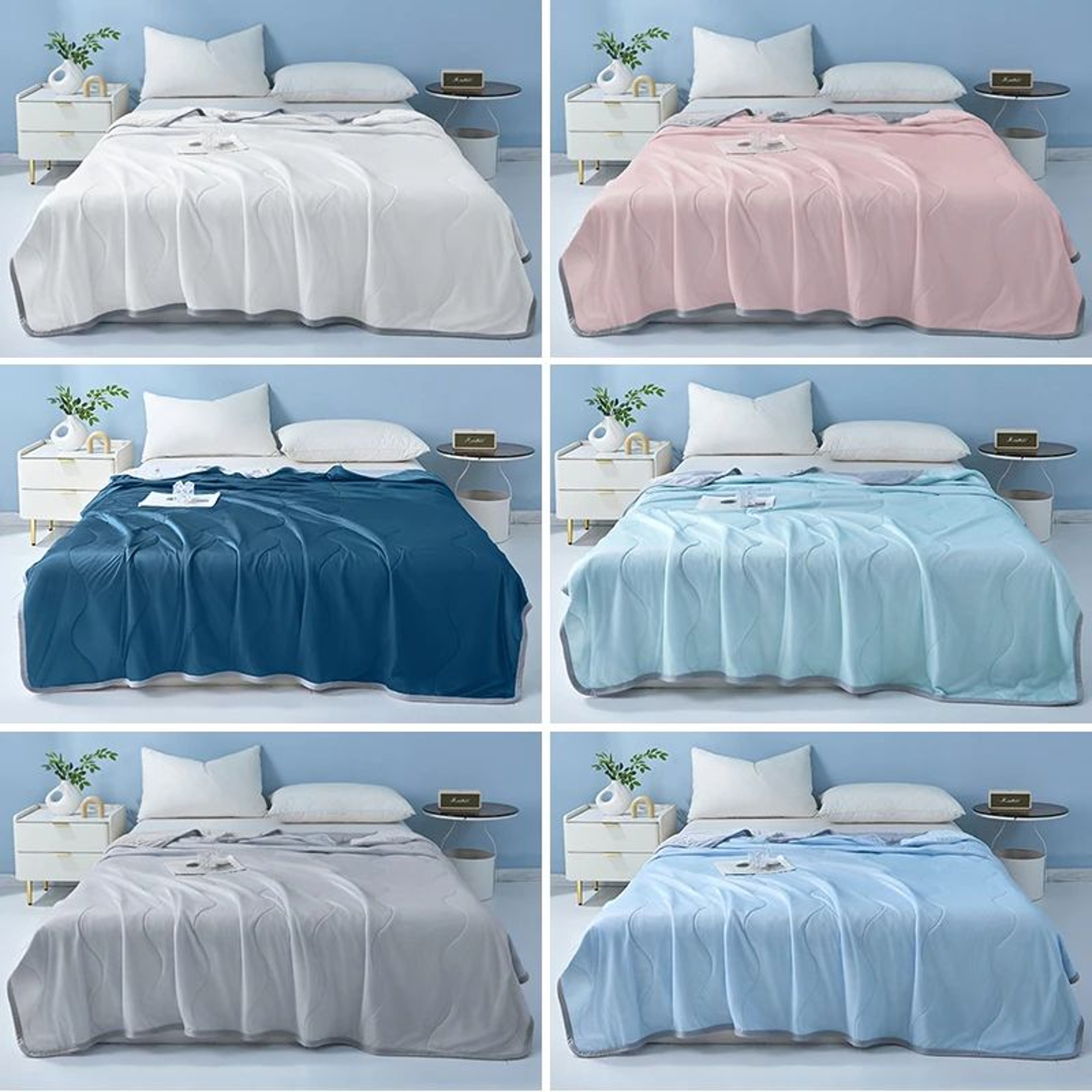 Ice Silk Cooling Blanket Lightweight Breathable Summer Comforter 5