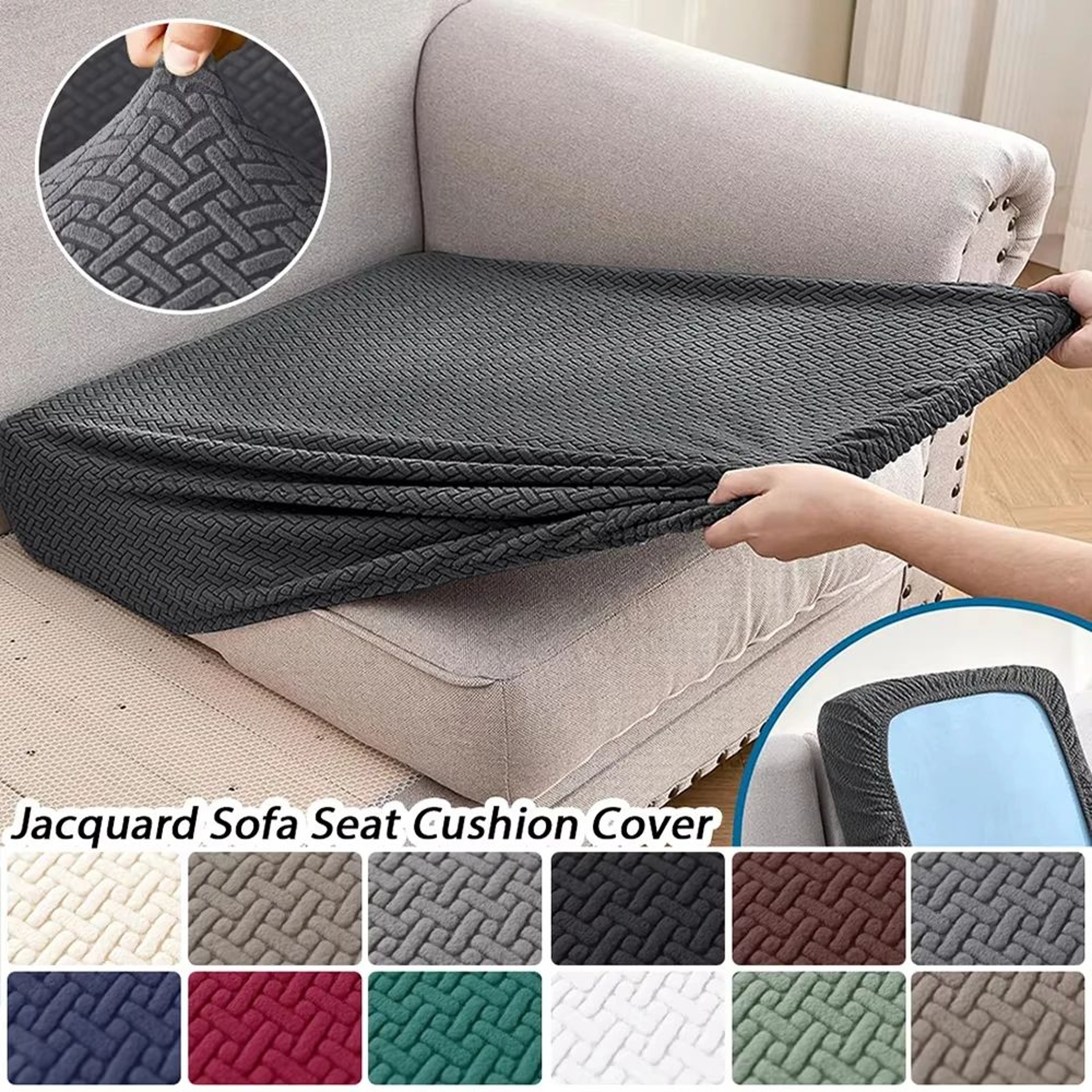 Jacquard Stretch Sofa Seat Cover Elastic Cushion Protector 0