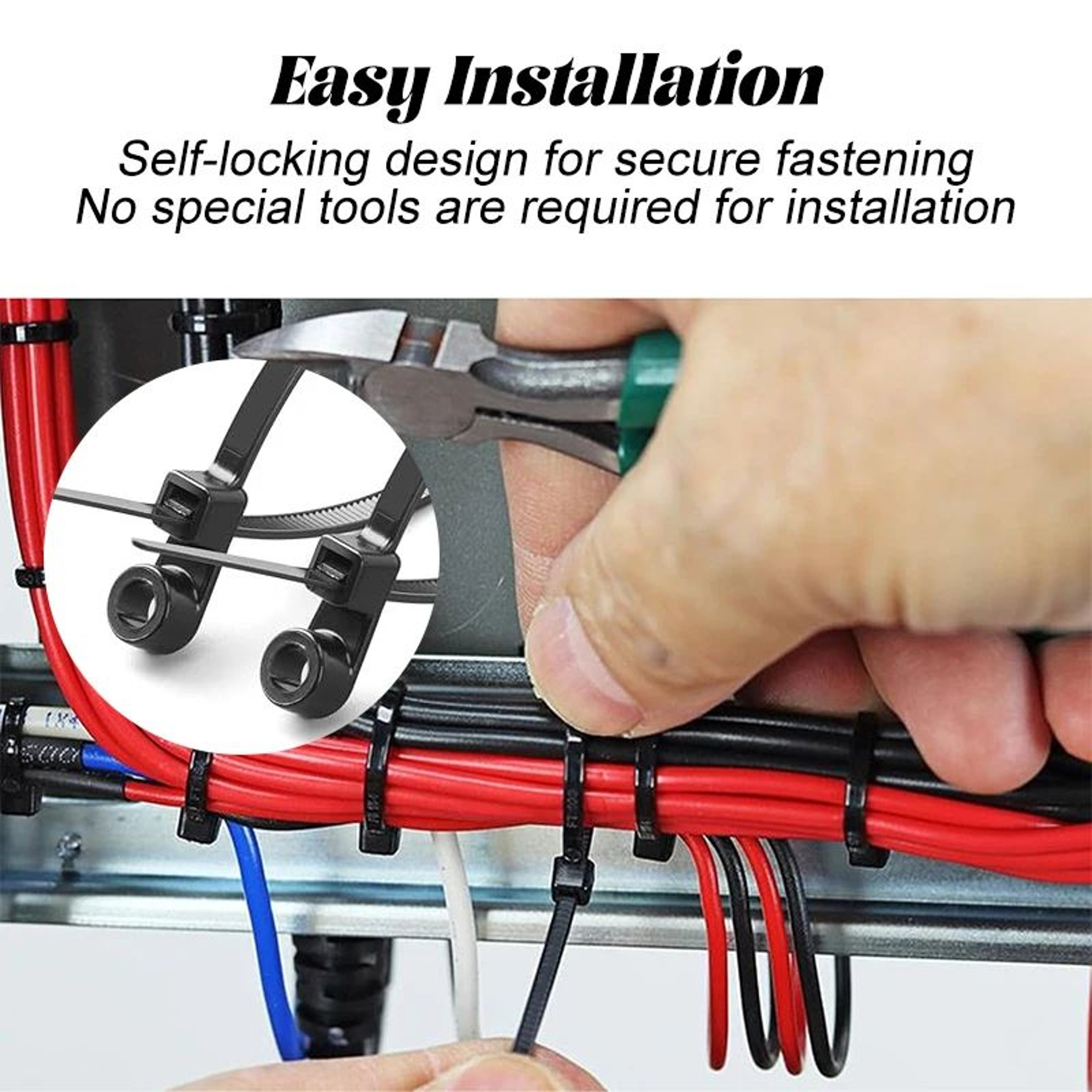 100500PCS Screw Mount Nylon Cable Ties SelfLocking Wire Organizer 5