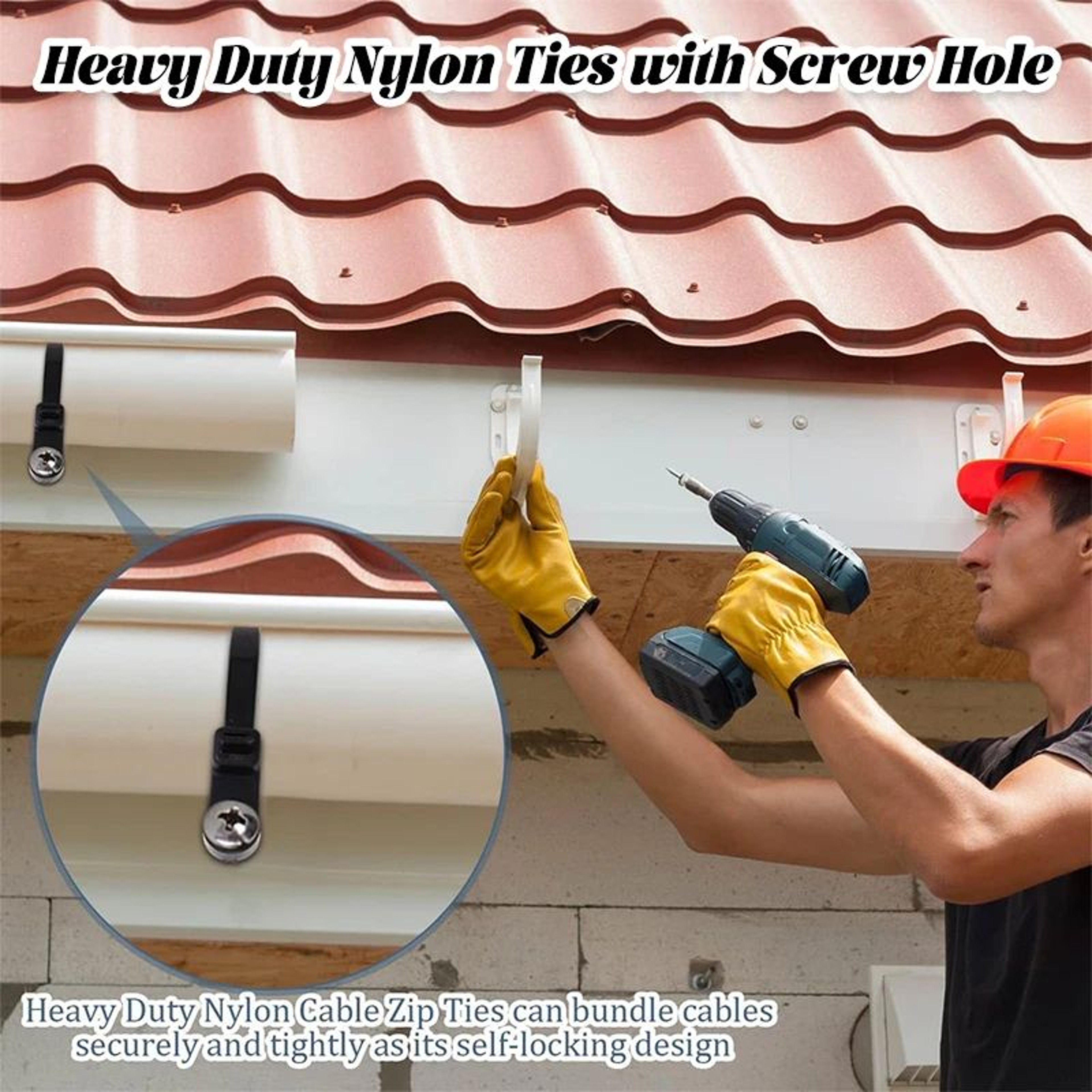 100500PCS Screw Mount Nylon Cable Ties SelfLocking Wire Organizer 4