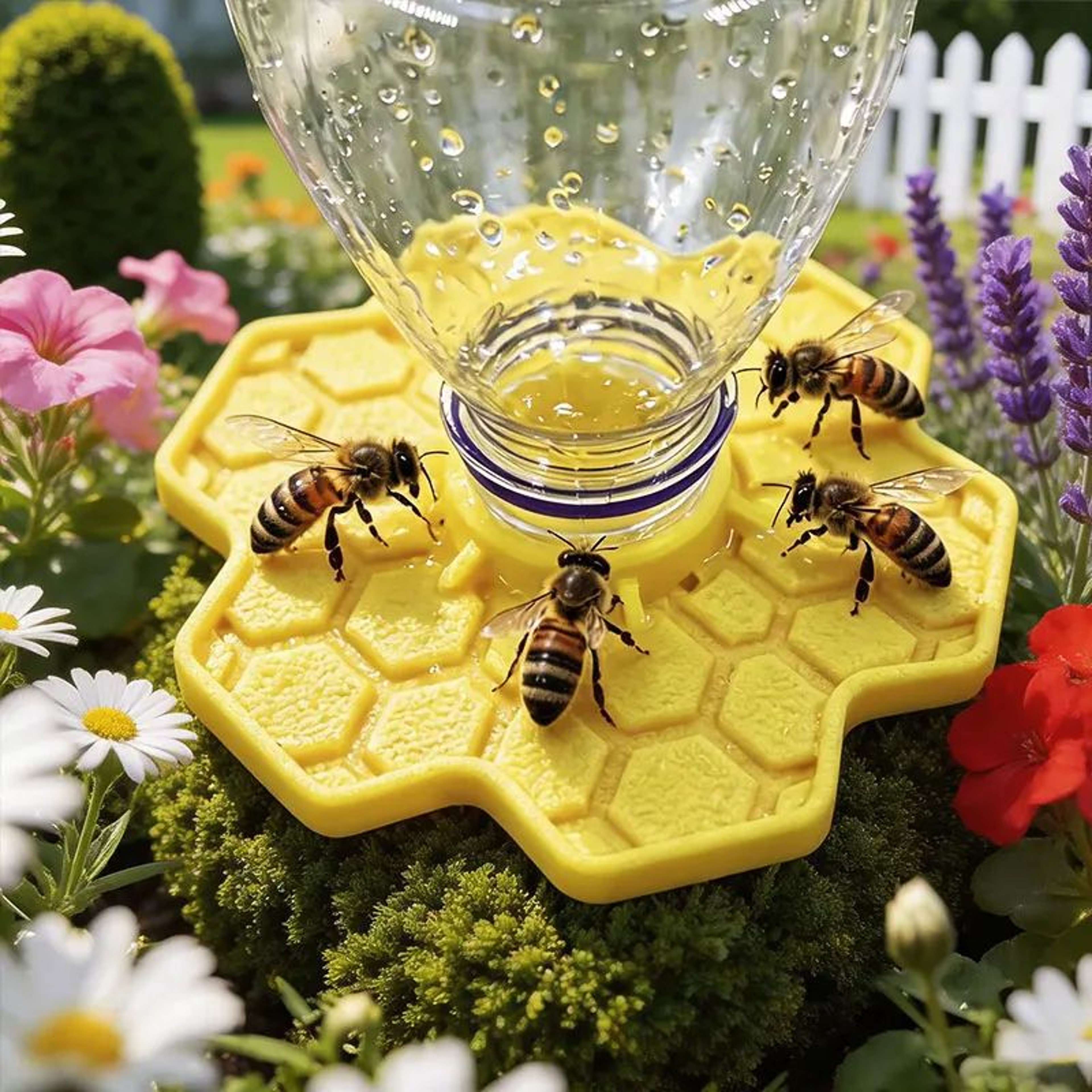 Bee Water Feeder With Perch And Honeycomb Drinking Tray 3