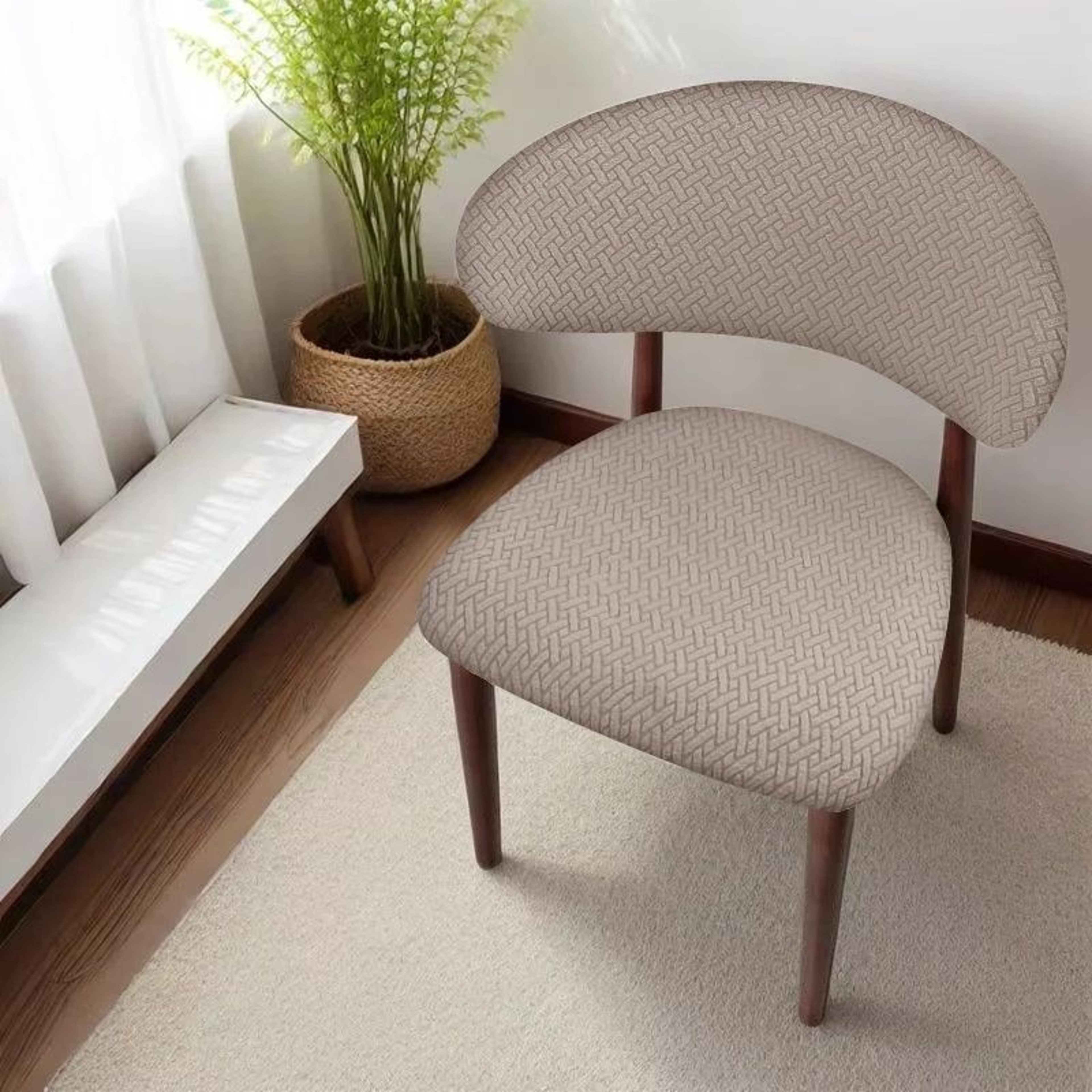 C-Shaped Stretch Dining Chair Cover Set for Curved Backrest Protection – view 10