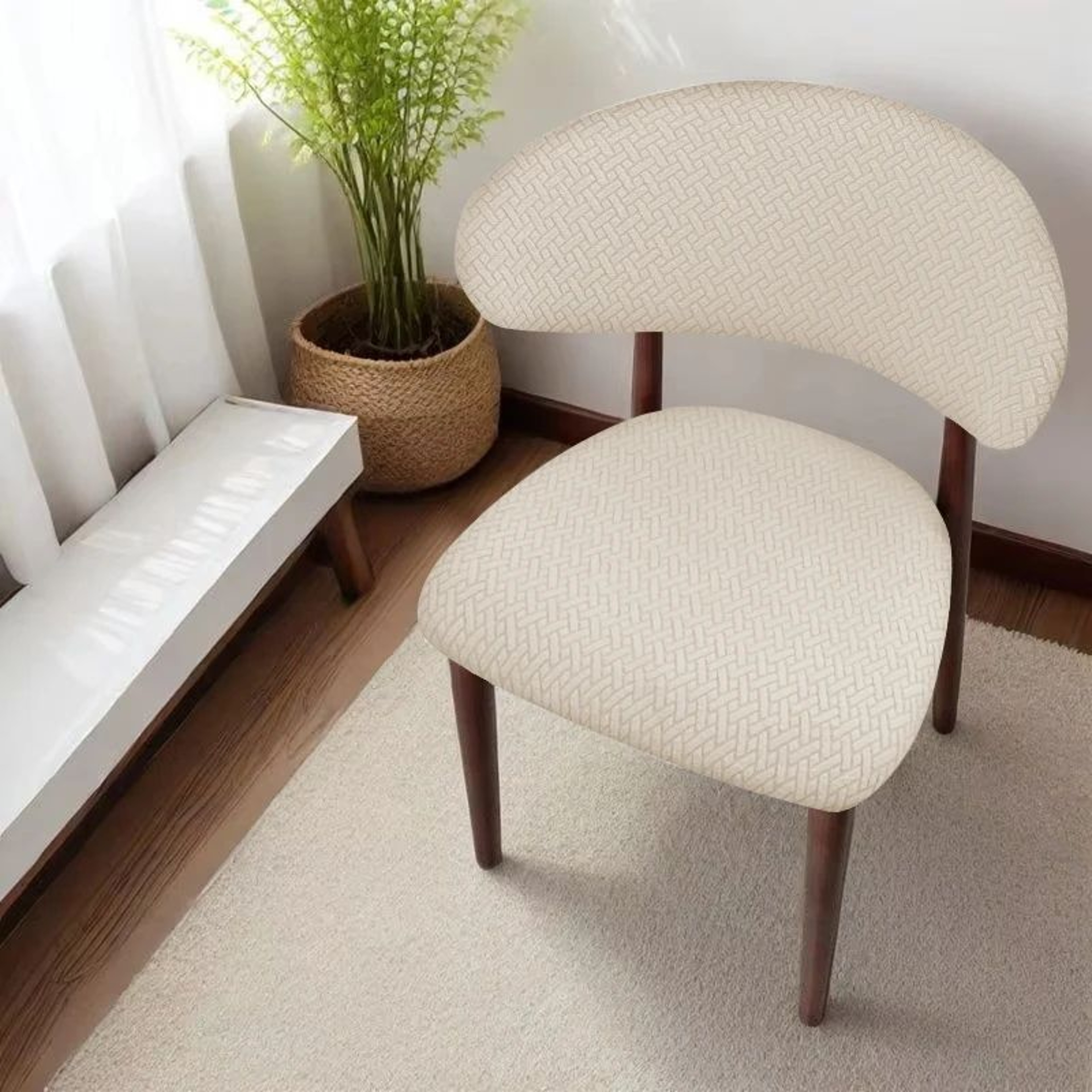 CShaped Stretch Dining Chair Cover Set For Curved Backrest Protection 7