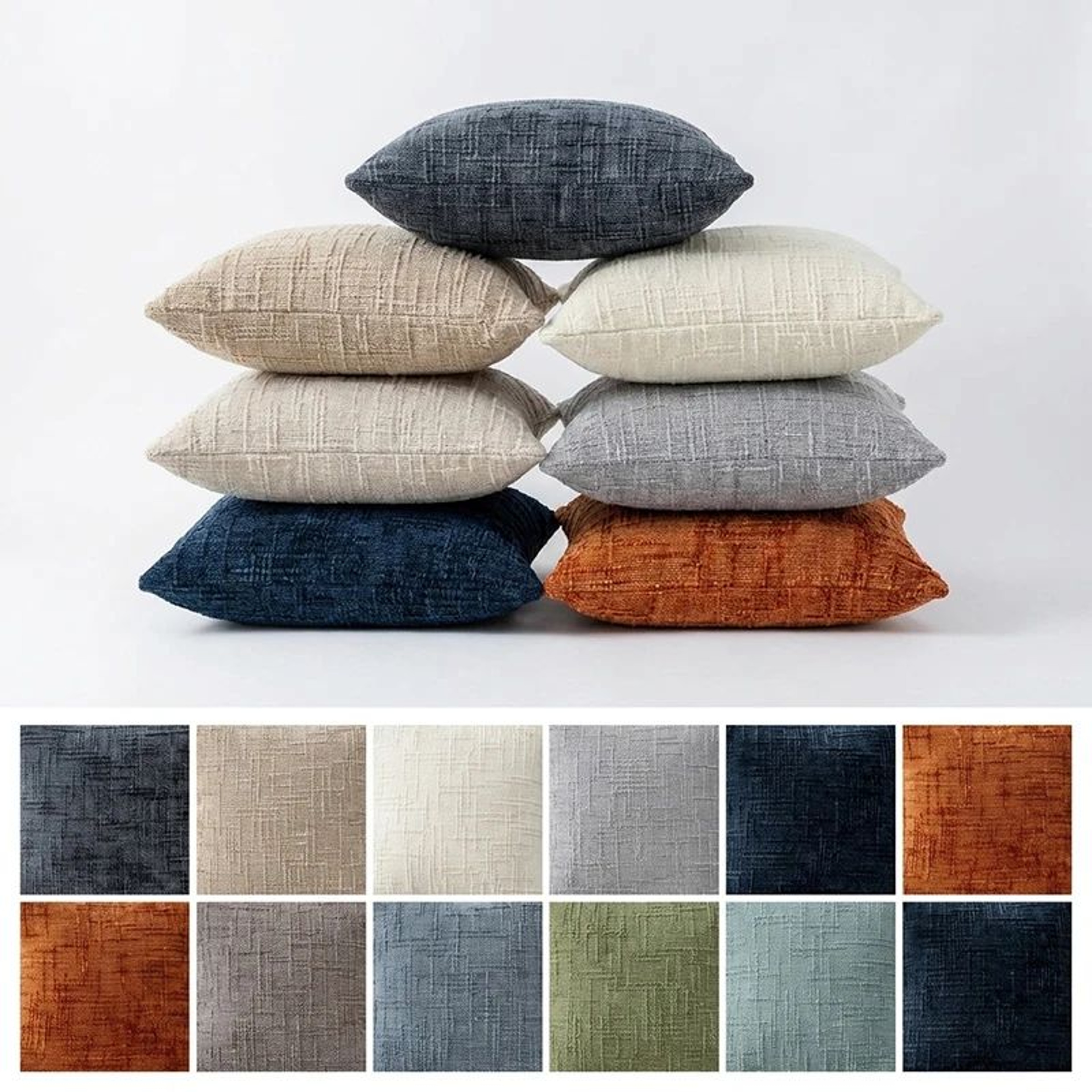 Textured Chenille Plaid Throw Pillow Cover For Sofa Bed And Living Room Decor 0