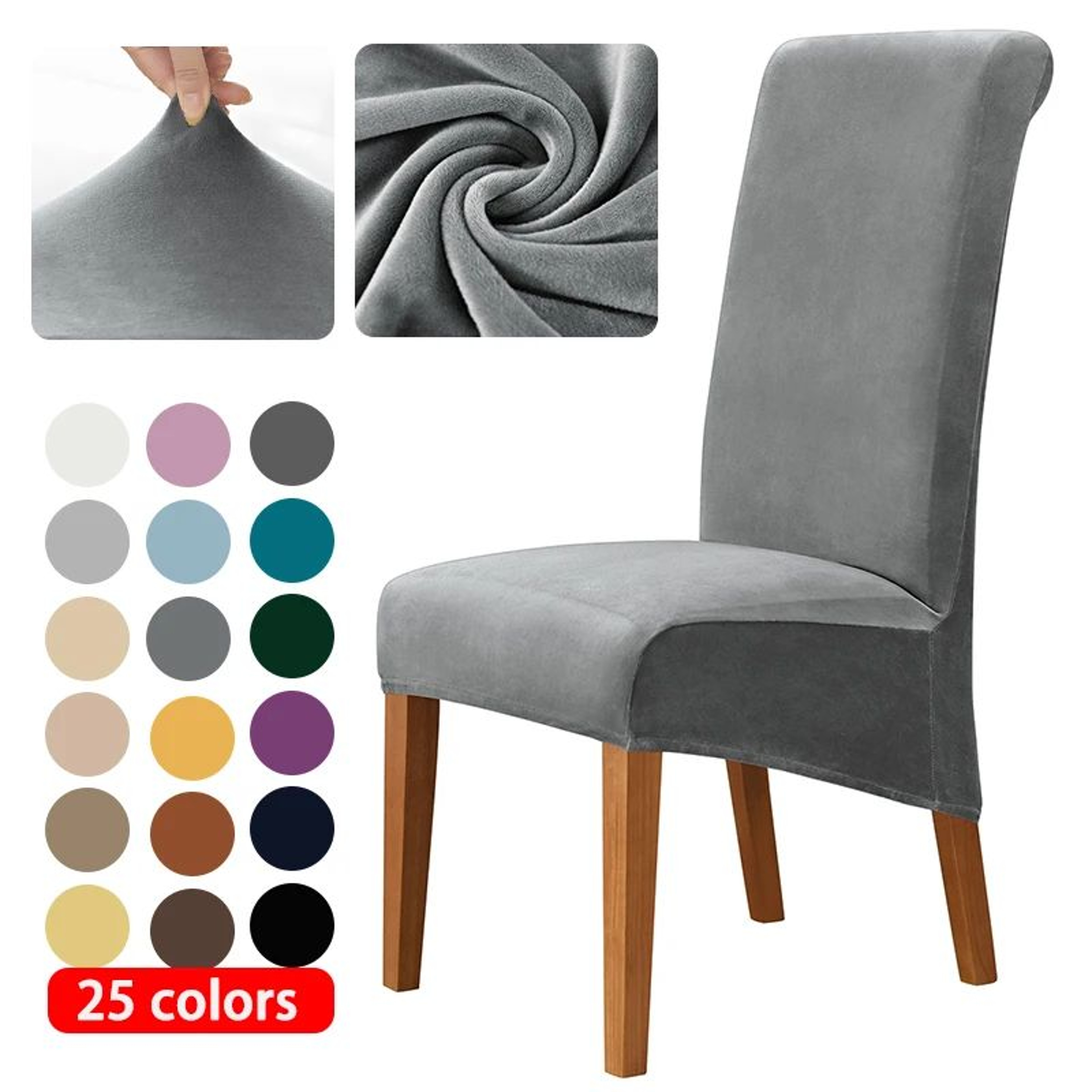 Large Velvet Stretch Dining Chair Cover for High Back Chairs – view 5