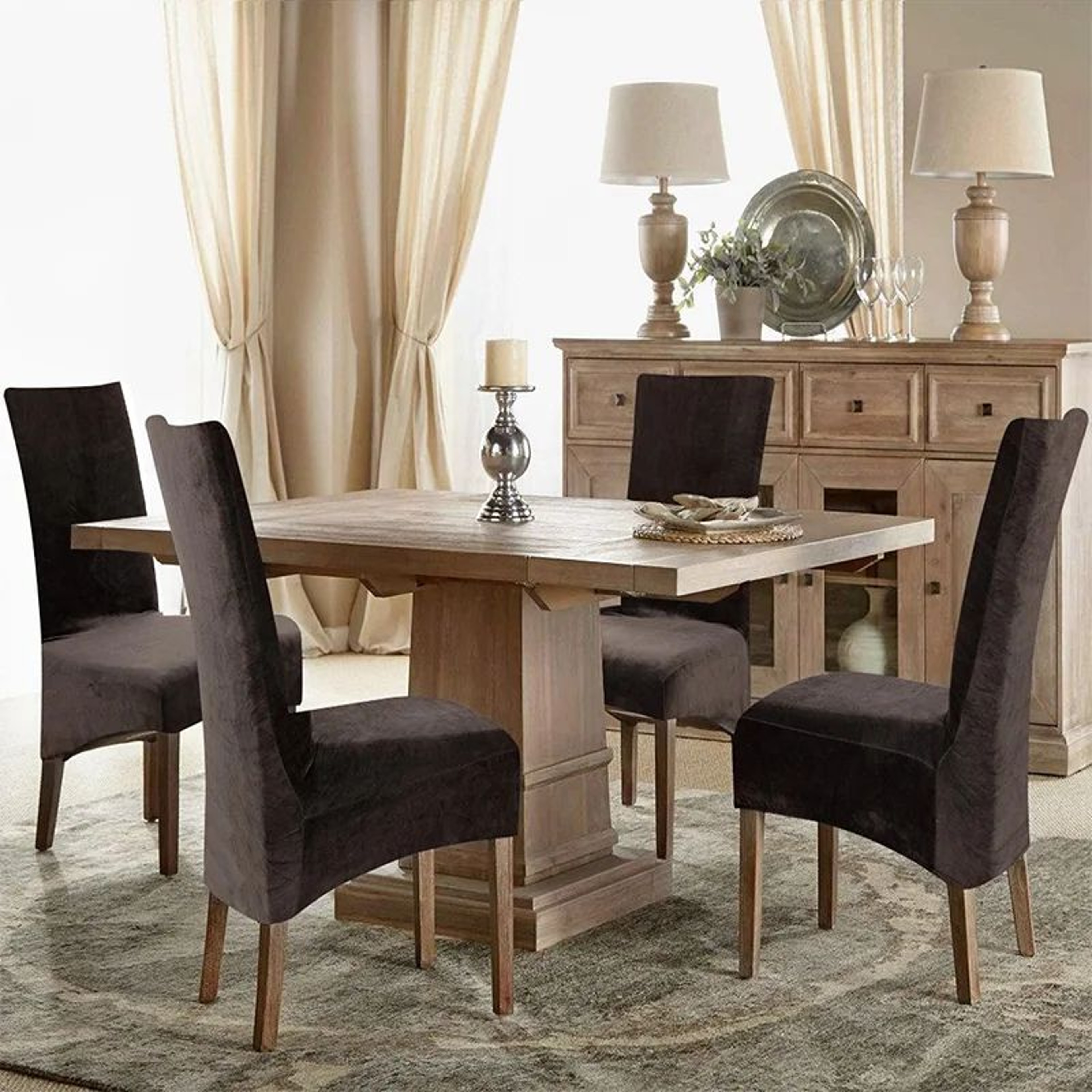 Large Velvet Stretch Dining Chair Cover for High Back Chairs – view 4