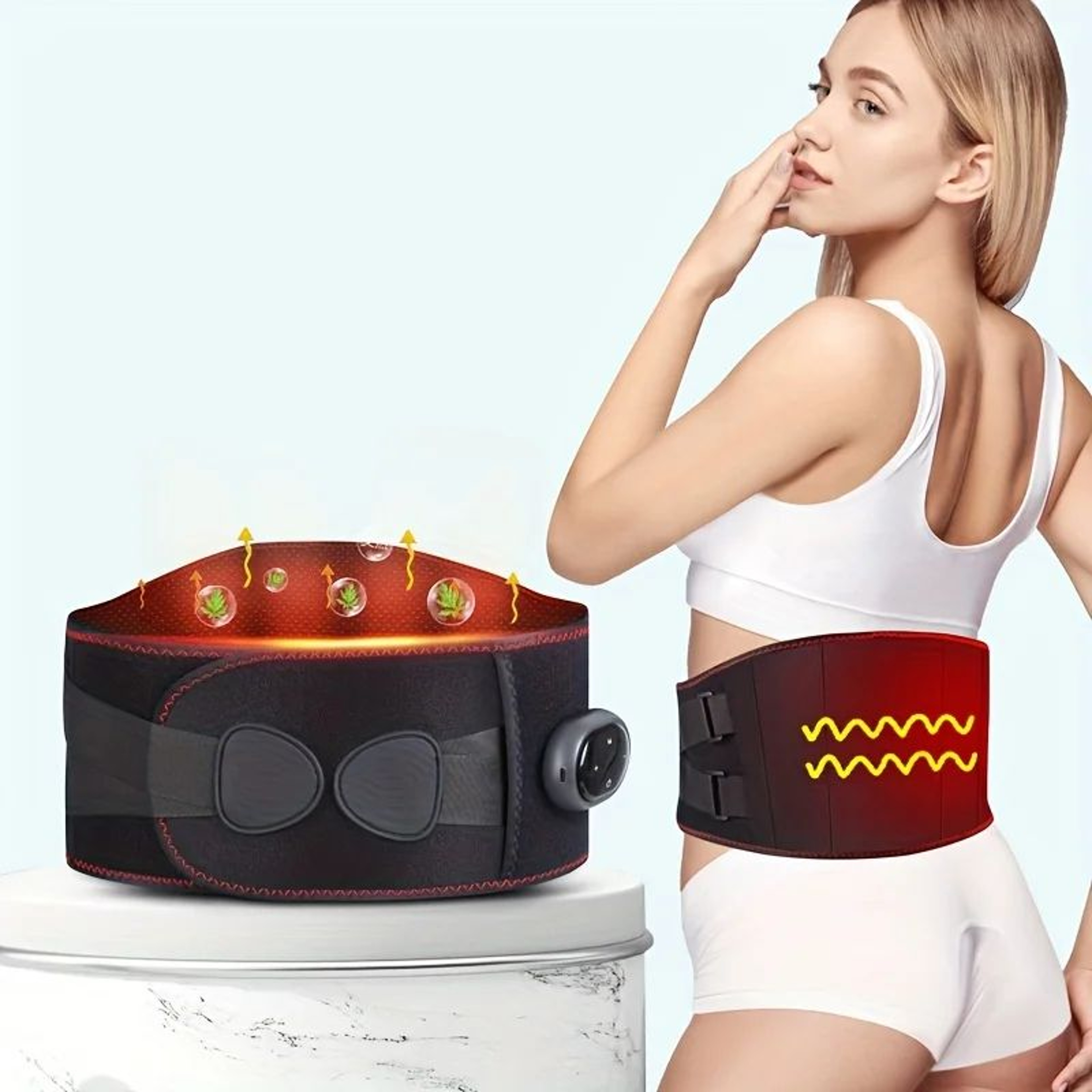 Cordless Graphene Heated Massage Belt With 3Level Heat And Vibration 0