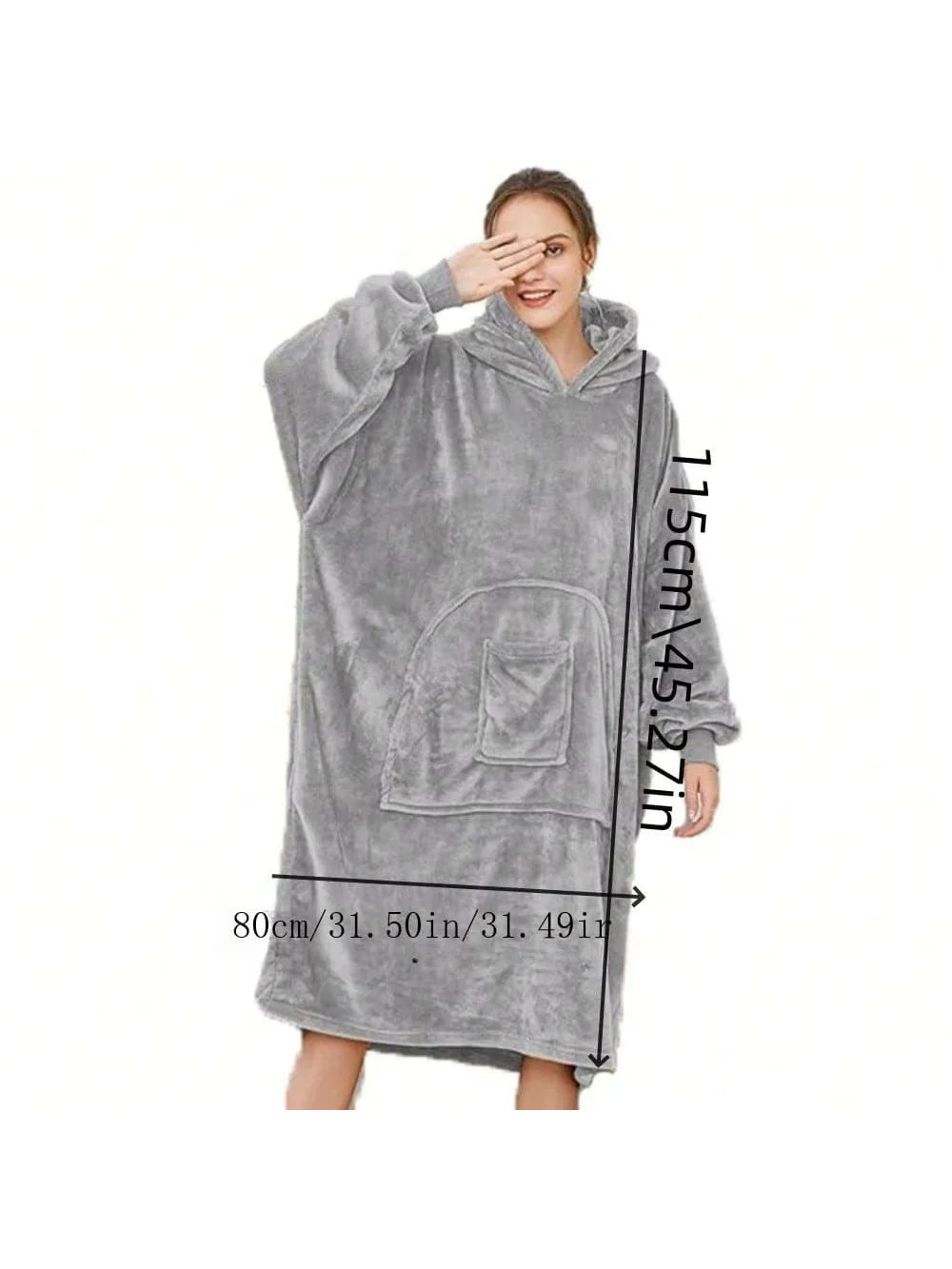 ExtraLong Flannel Wearable Blanket Hoodie With Sleeves And Pockets  57 Inch 1
