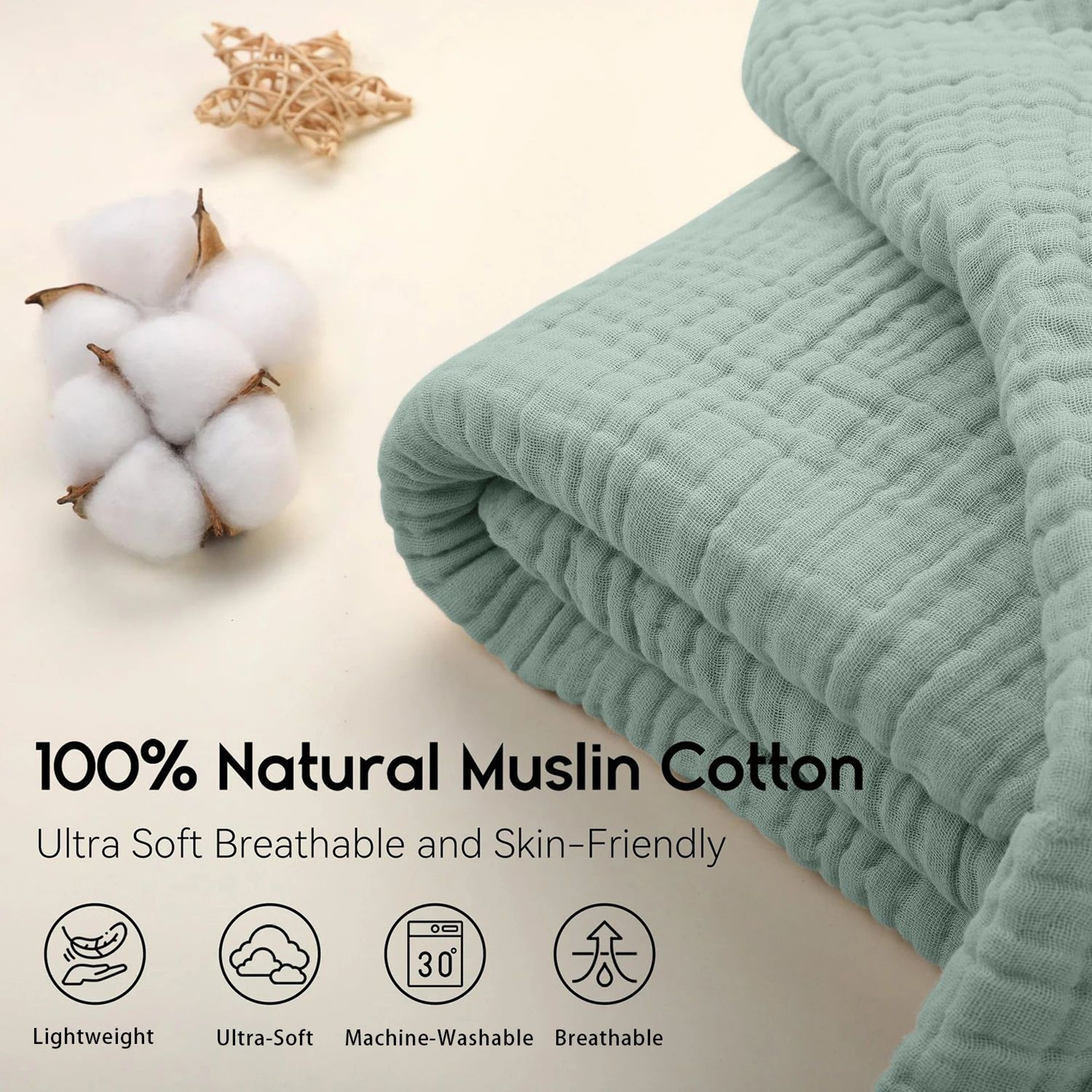 6Layer Cotton Muslin Throw Blanket Lightweight Breathable Boho Blanket 1