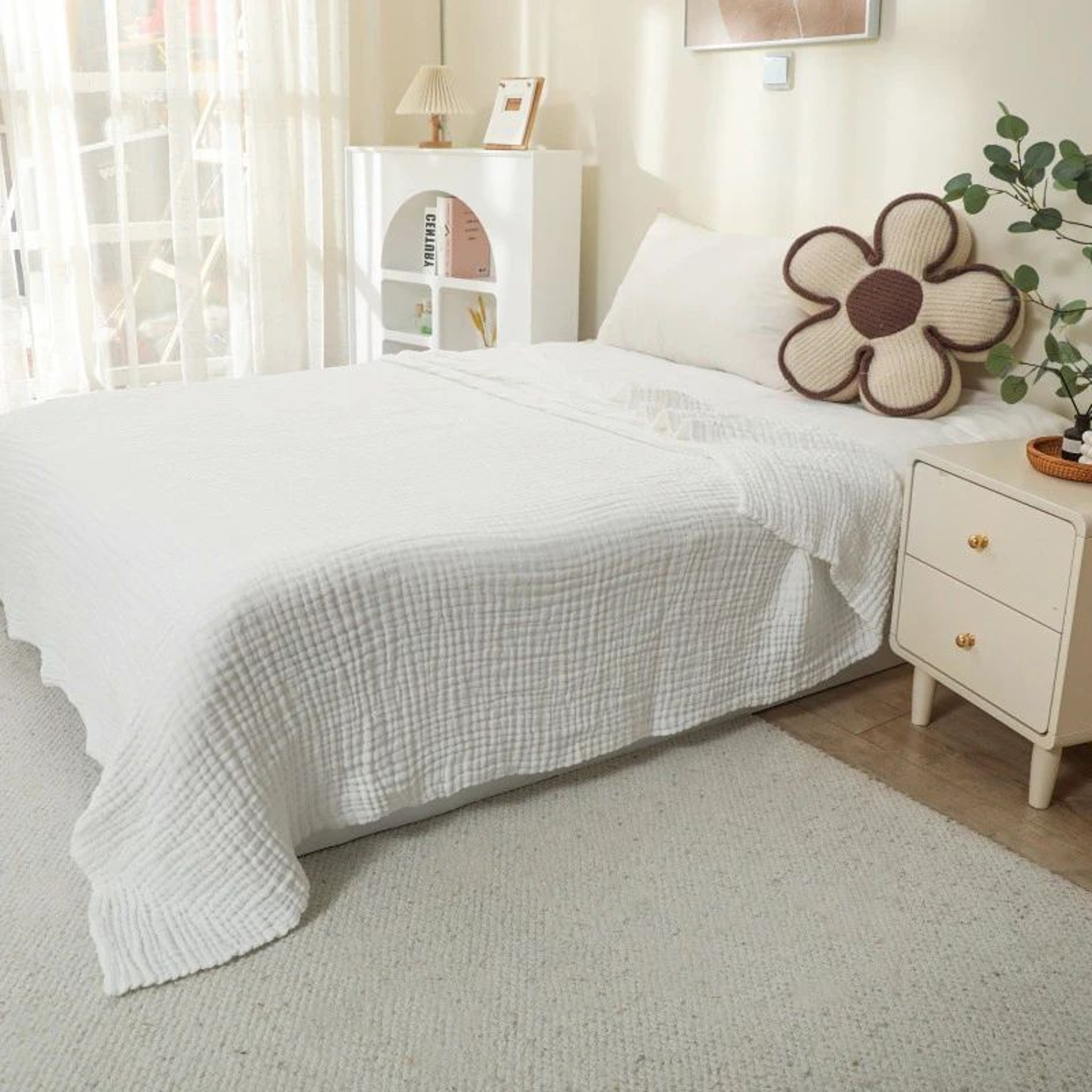 6Layer Cotton Muslin Throw Blanket Lightweight Breathable Boho Blanket 6