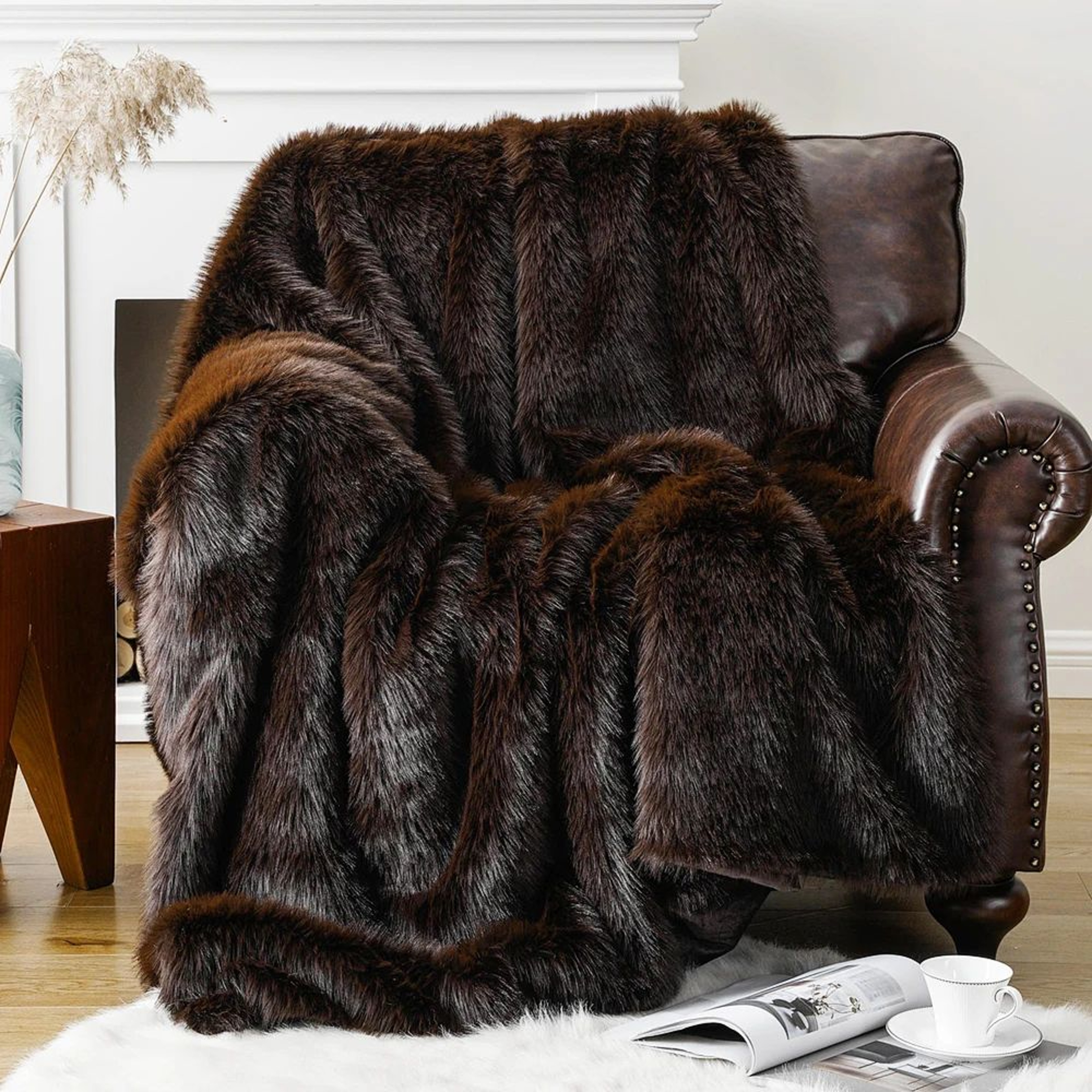 Luxury Mink Faux Fur Throw Blanket Soft Warm Plush Blanket For Bed And Sofa 4