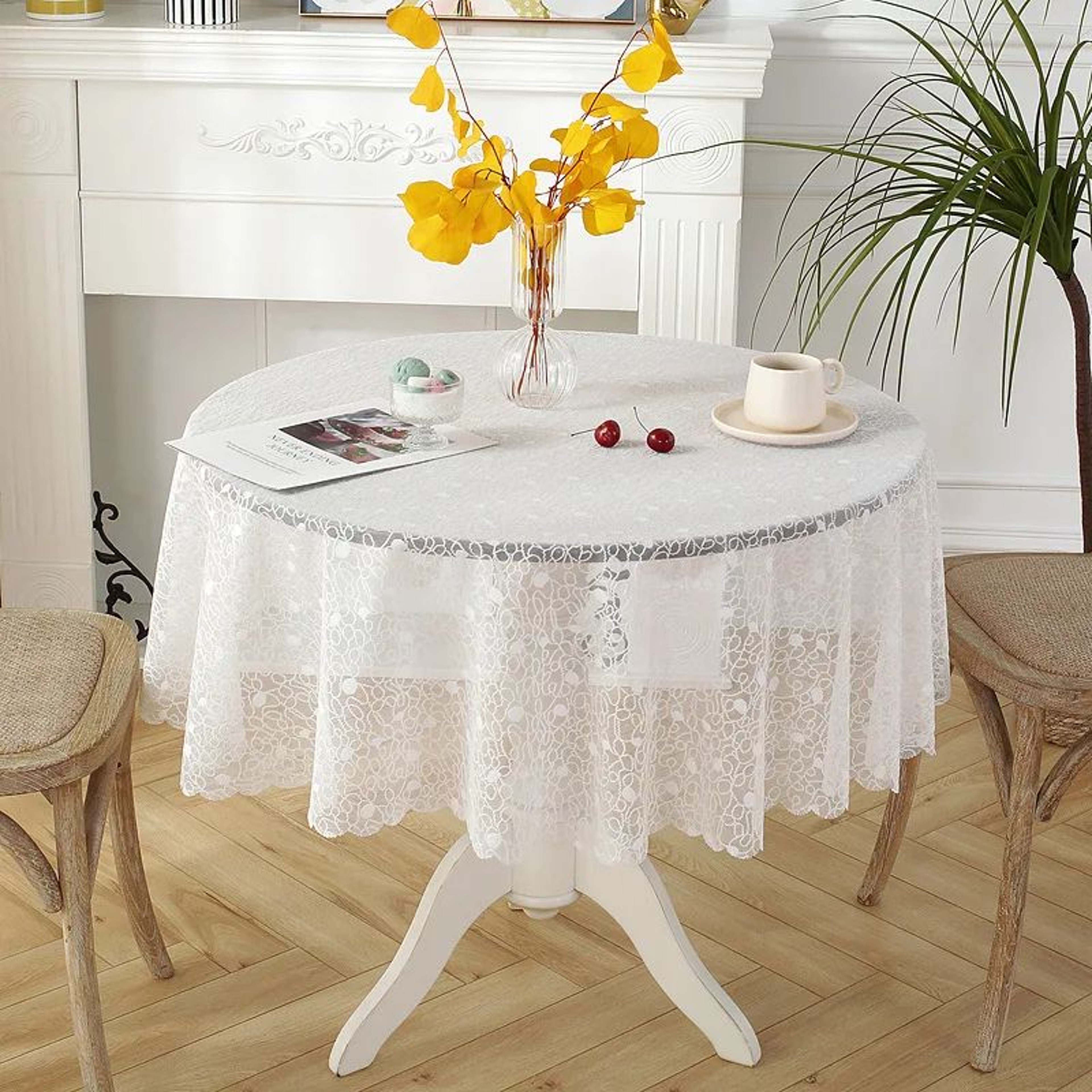 White Floral Lace Tablecloth For Round And Rectangle Tables Wedding And Party Decor 2