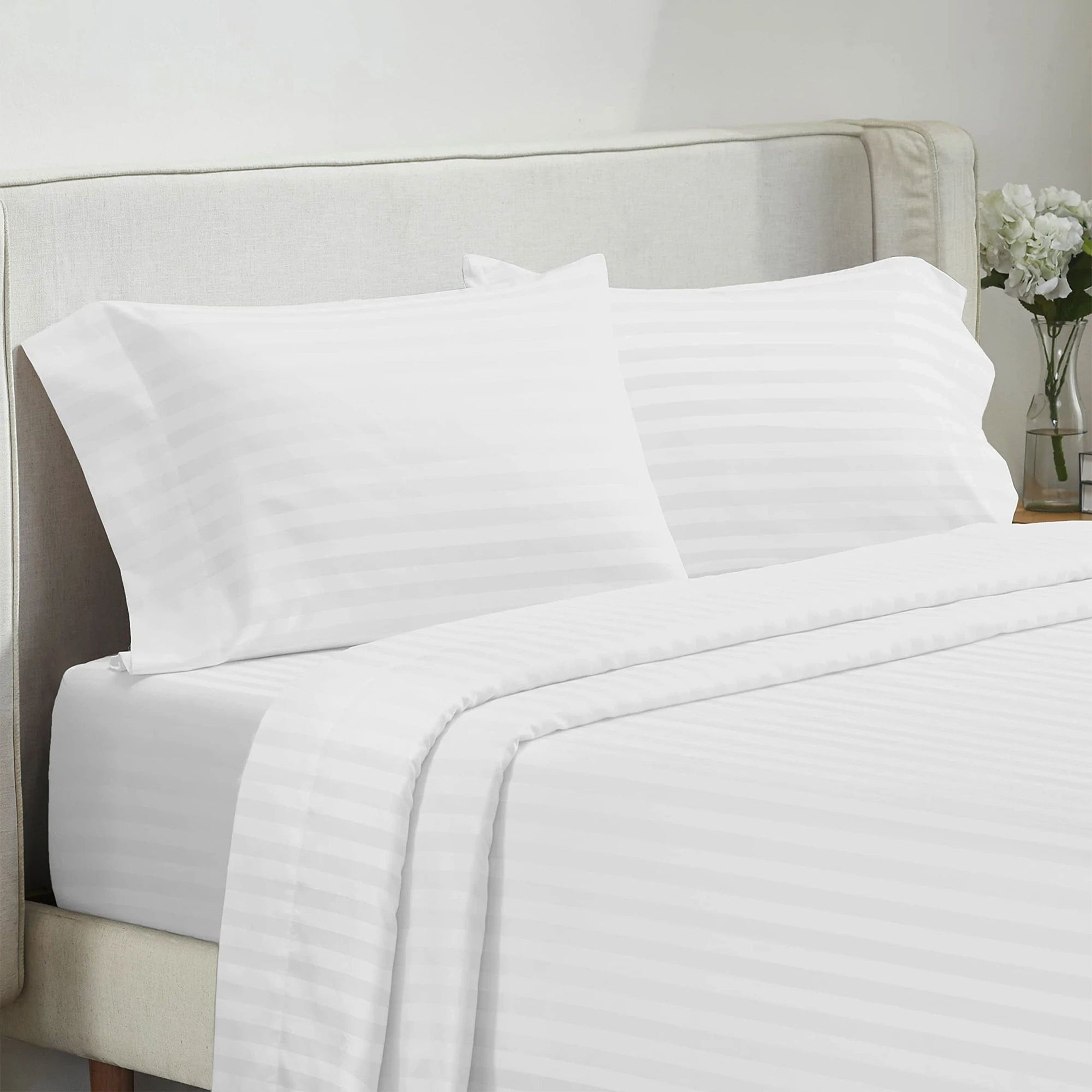 Luxury 4-Piece Solid Stripe Bed Sheet Set with Fitted Sheet and Pillowcases – view 12