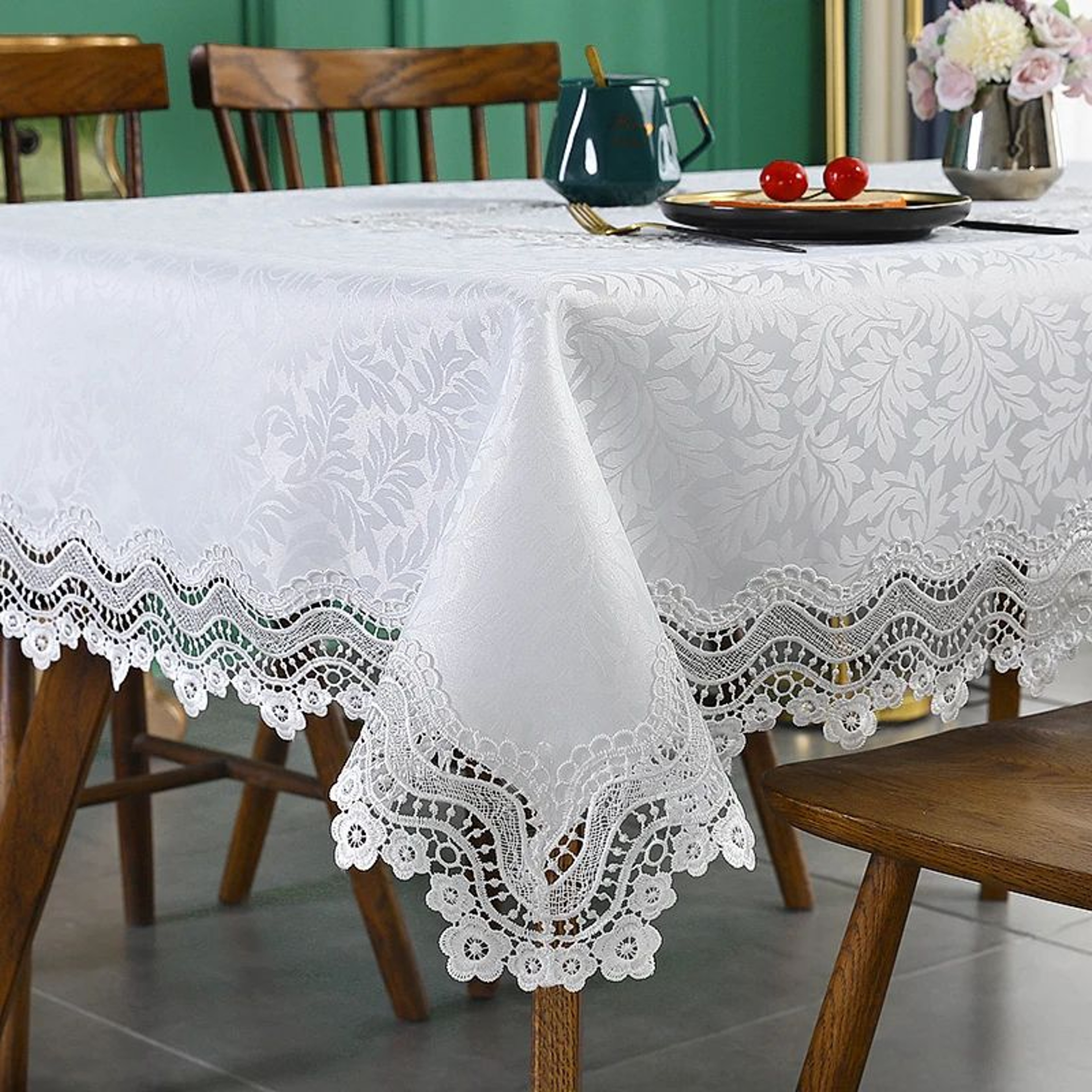 Elegant Embroidered Rectangular Tablecloth For Dining And Wedding Decor 0