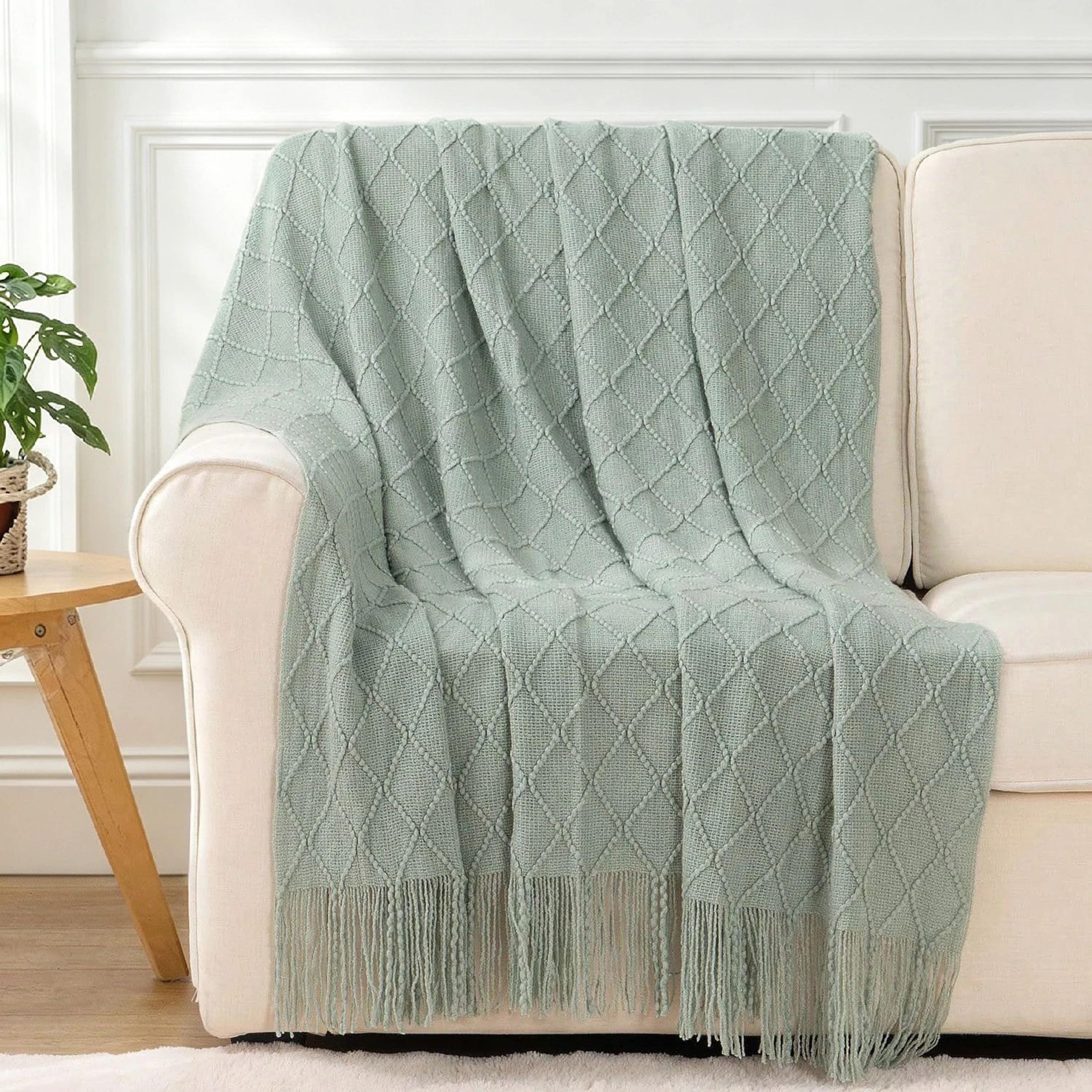 Battilo Soft Plaid Knitted Throw Blanket For Couch And Bed 0