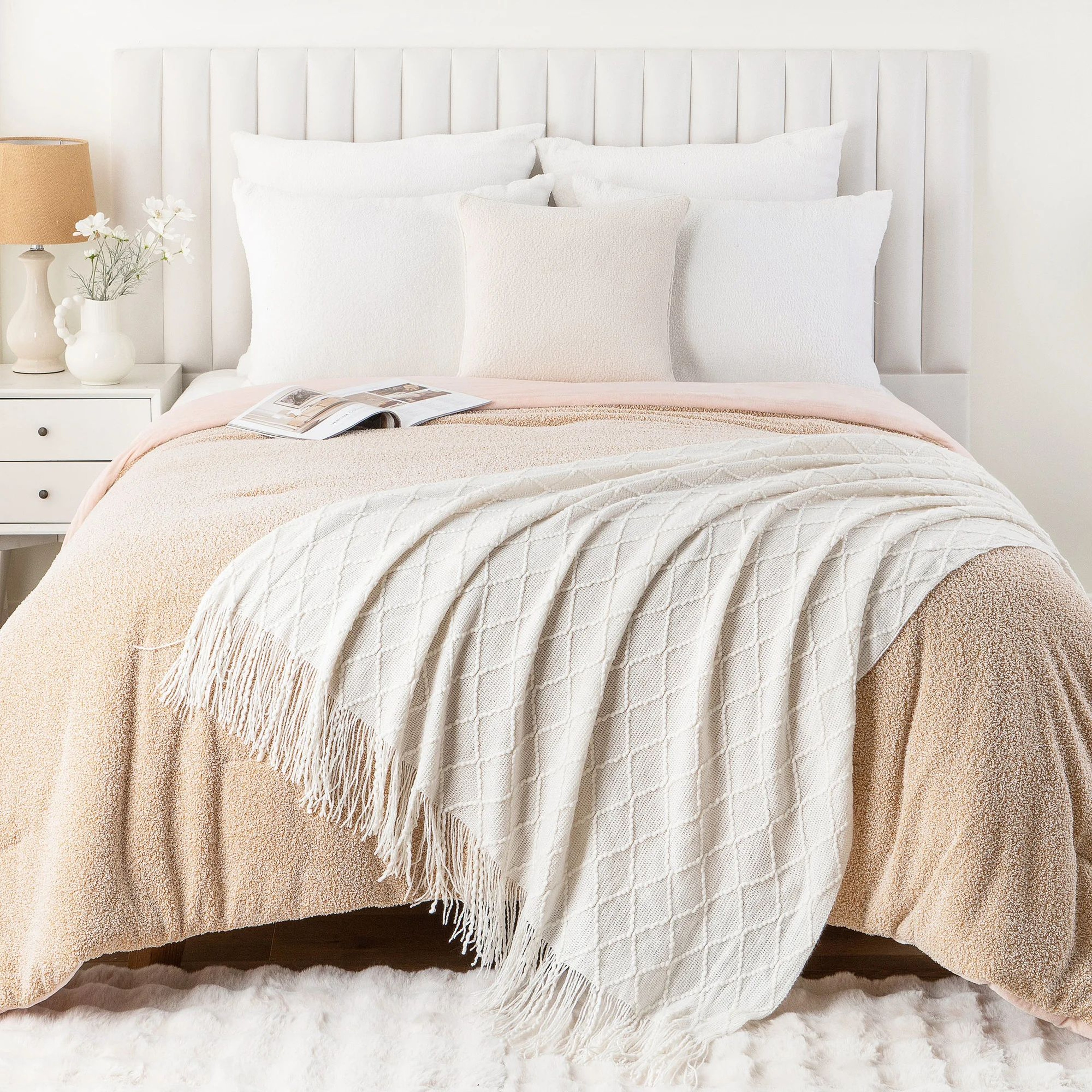 Battilo Soft Plaid Knitted Throw Blanket For Couch And Bed 3