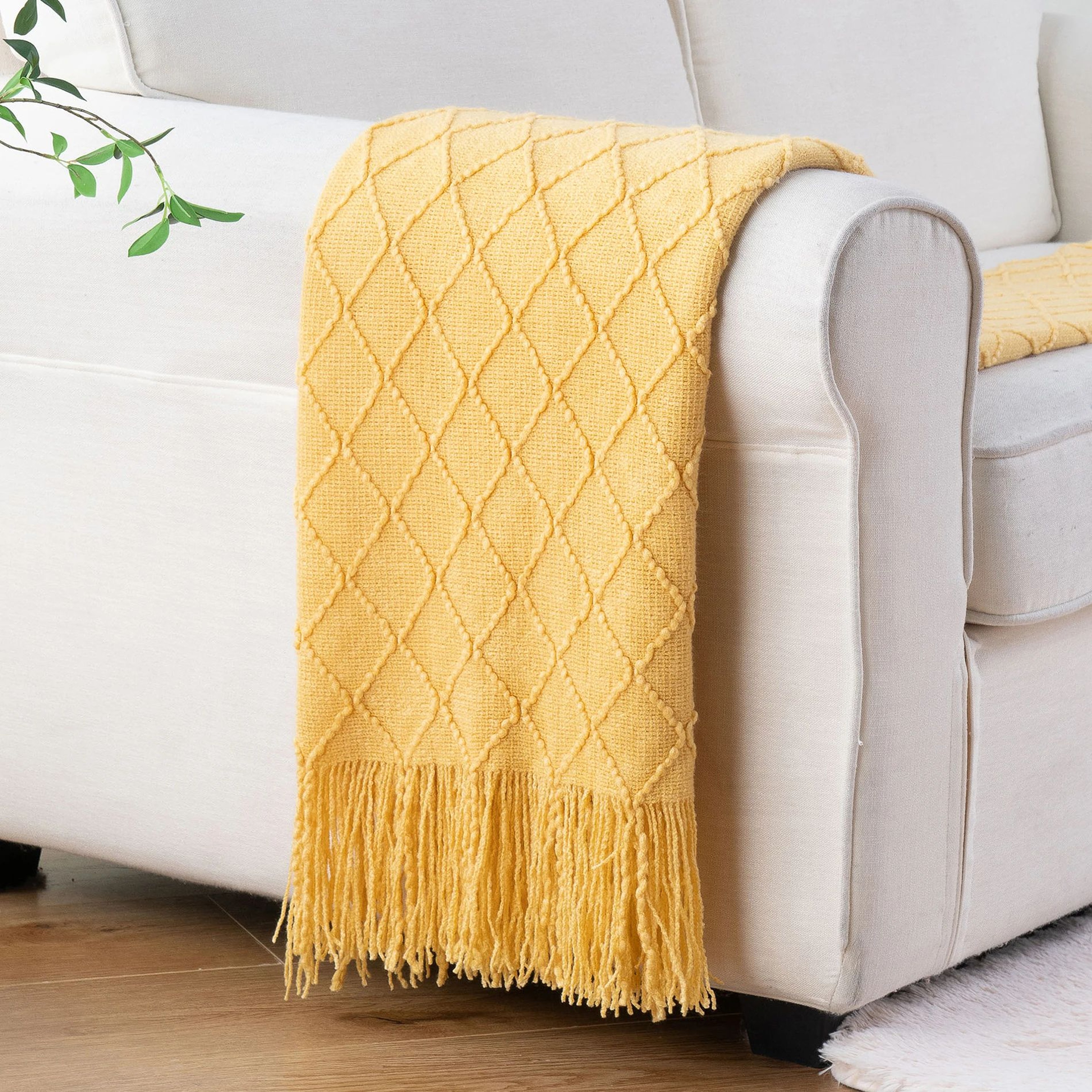 Battilo Soft Plaid Knitted Throw Blanket For Couch And Bed 12