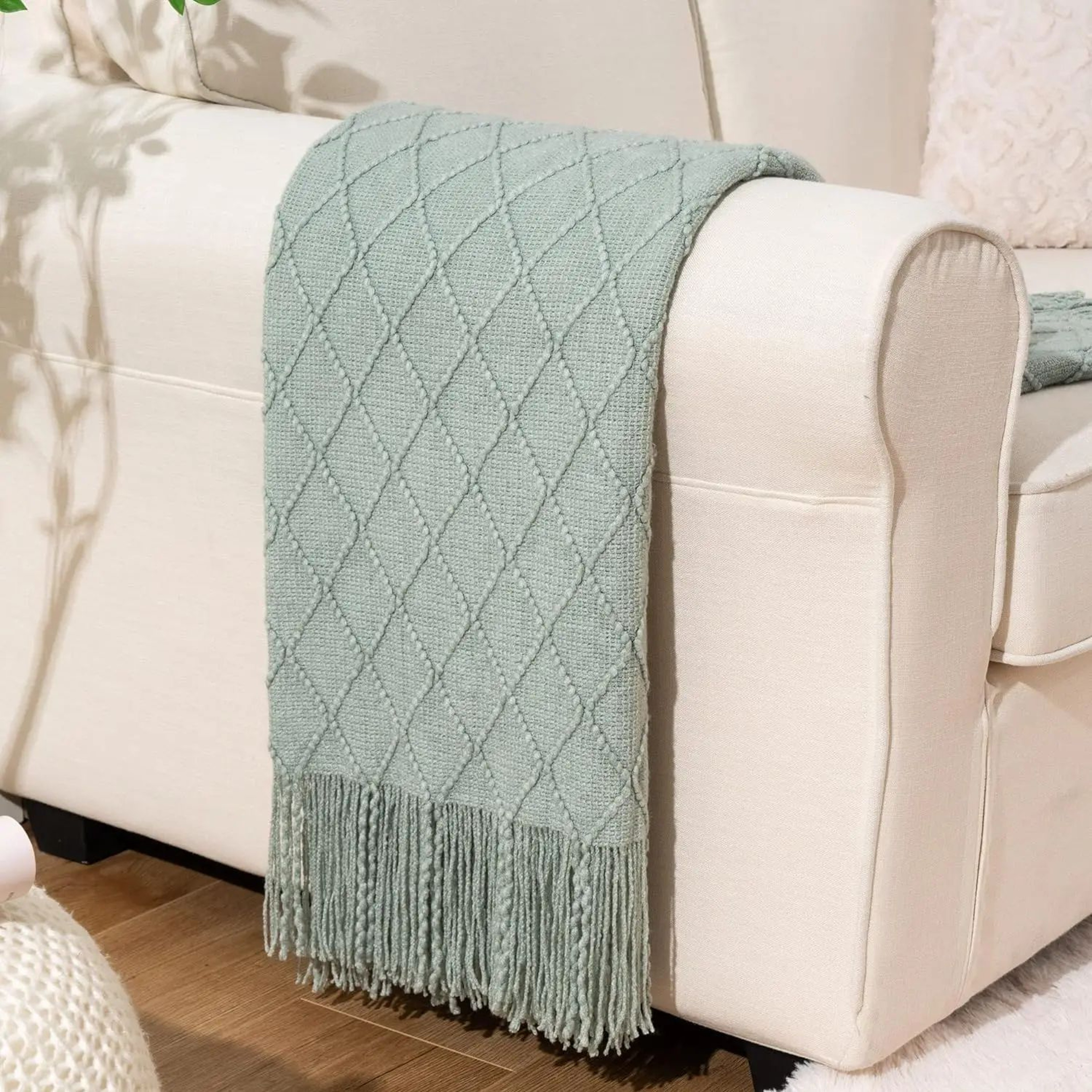 Battilo Soft Plaid Knitted Throw Blanket For Couch And Bed 8