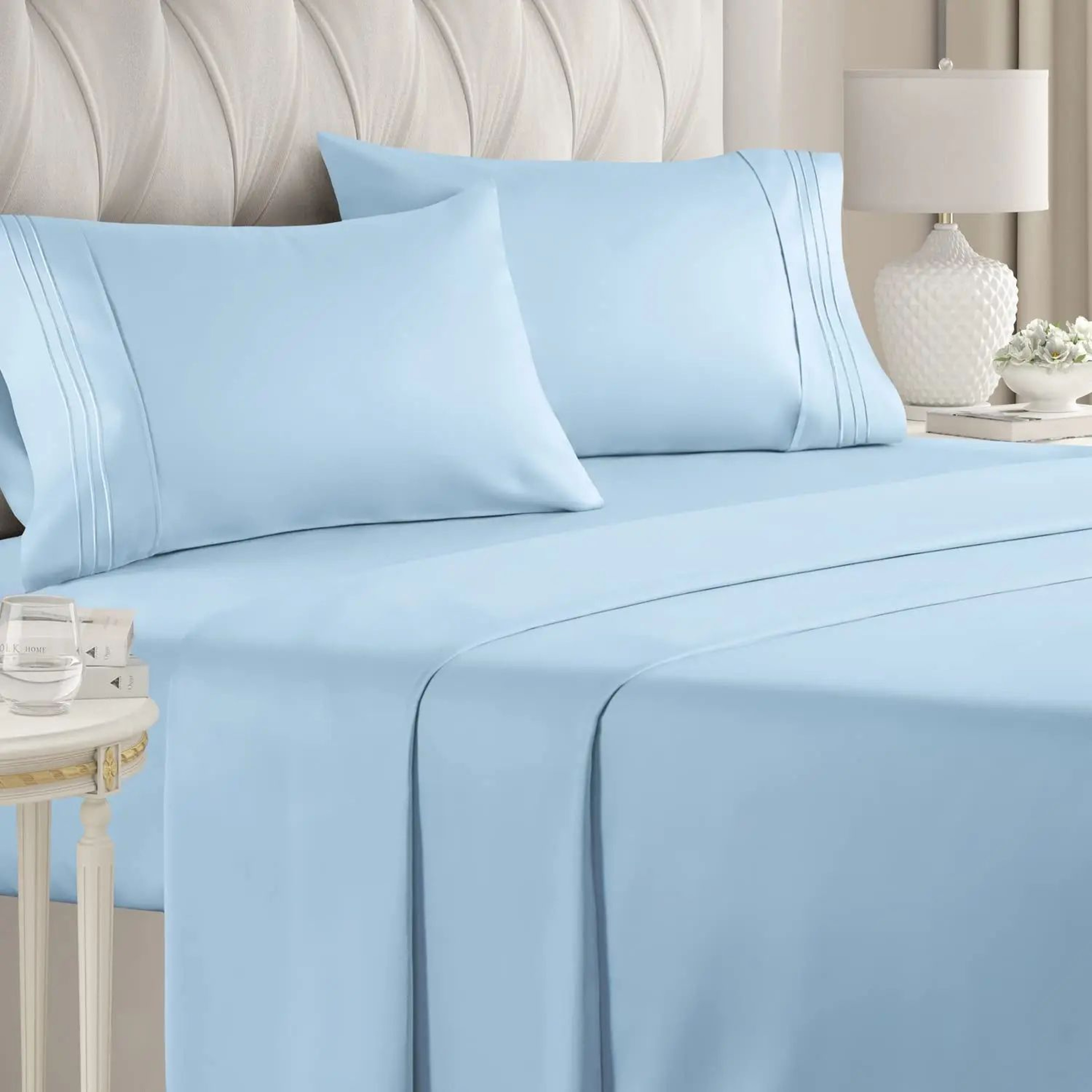 Luxury Microfiber 4 Piece Bed Sheet Set With Fitted Sheet And Pillowcases 8