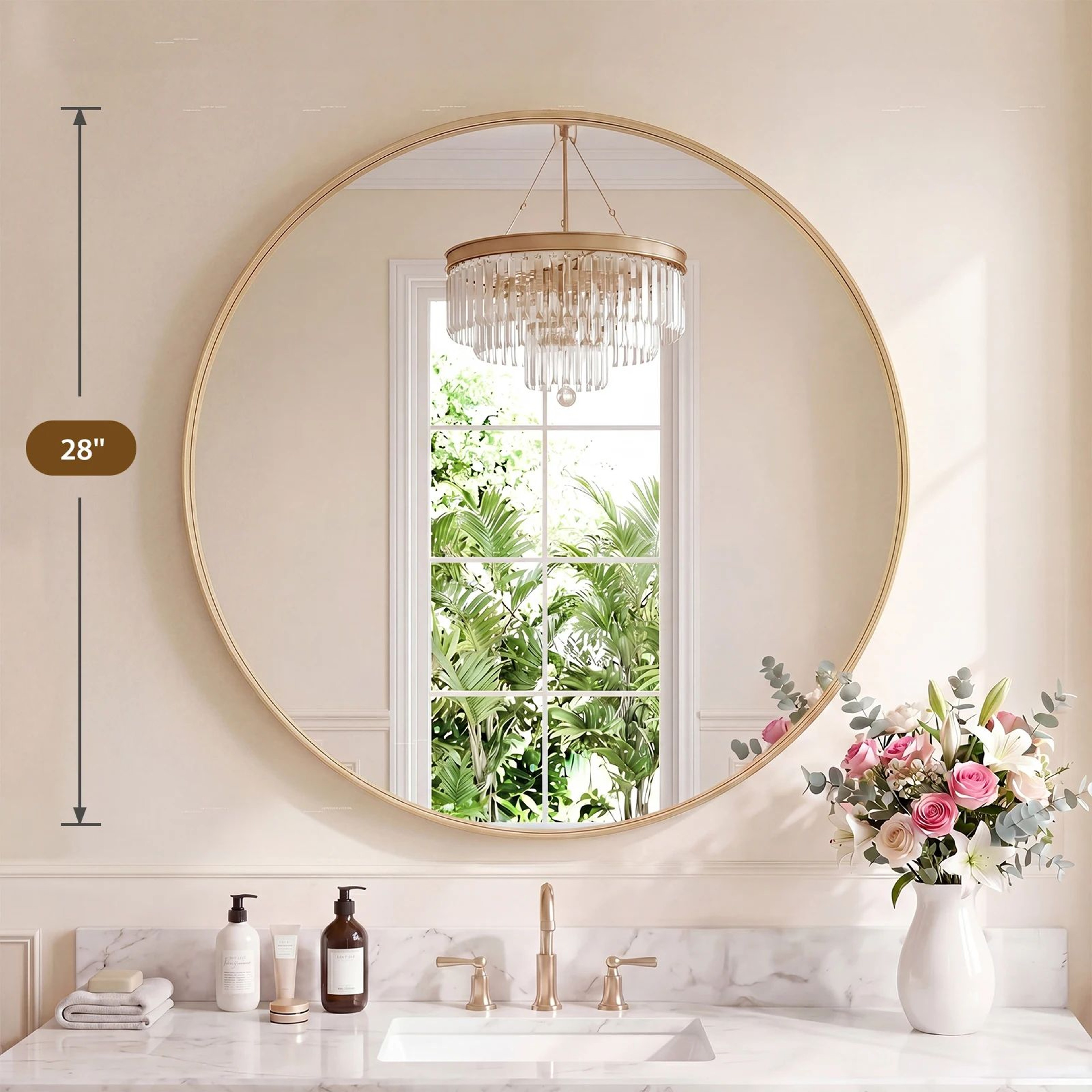 Gold Round Vanity Mirror With Matte Metal Frame For Bathroom And Home Decor 7