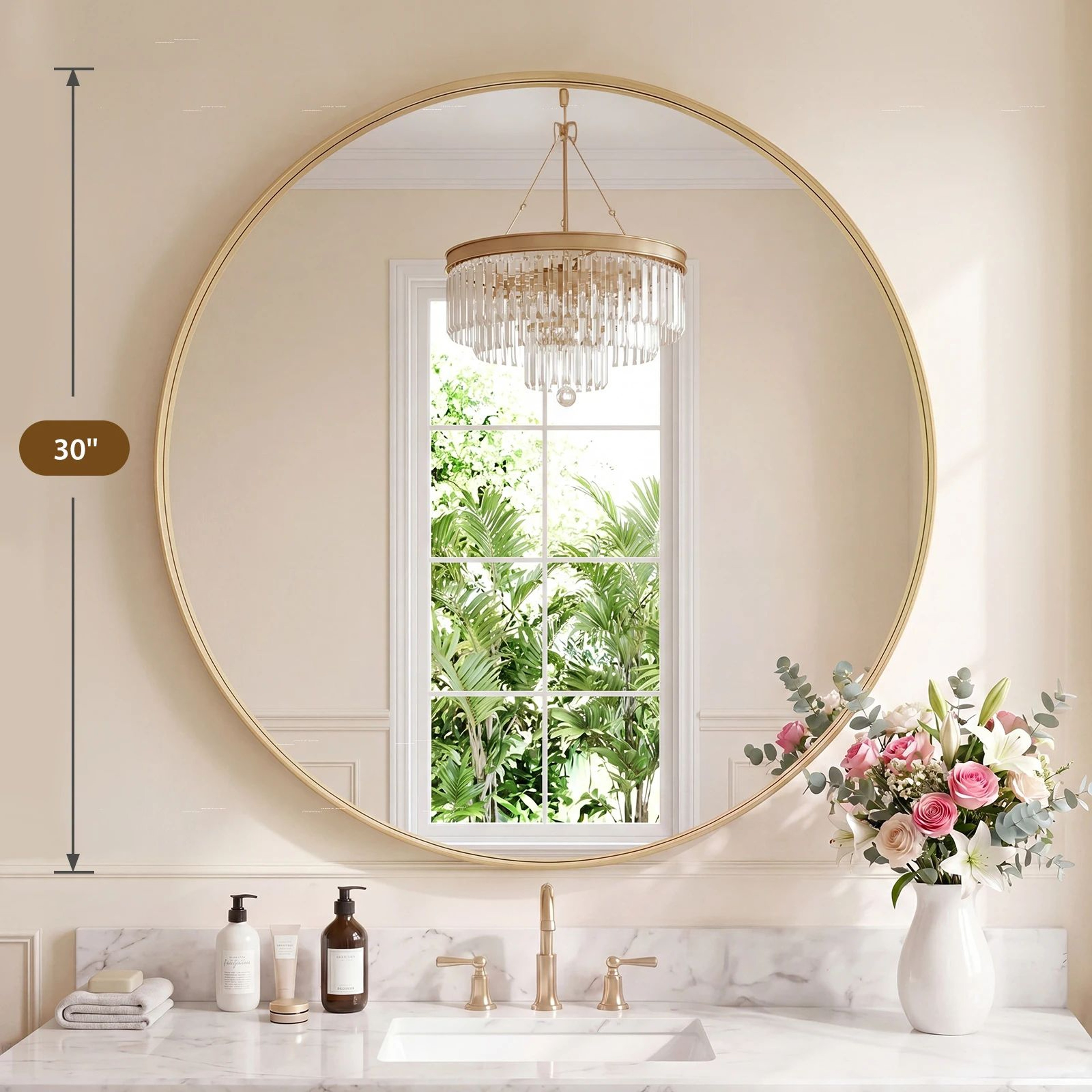 Gold Round Vanity Mirror With Matte Metal Frame For Bathroom And Home Decor 9