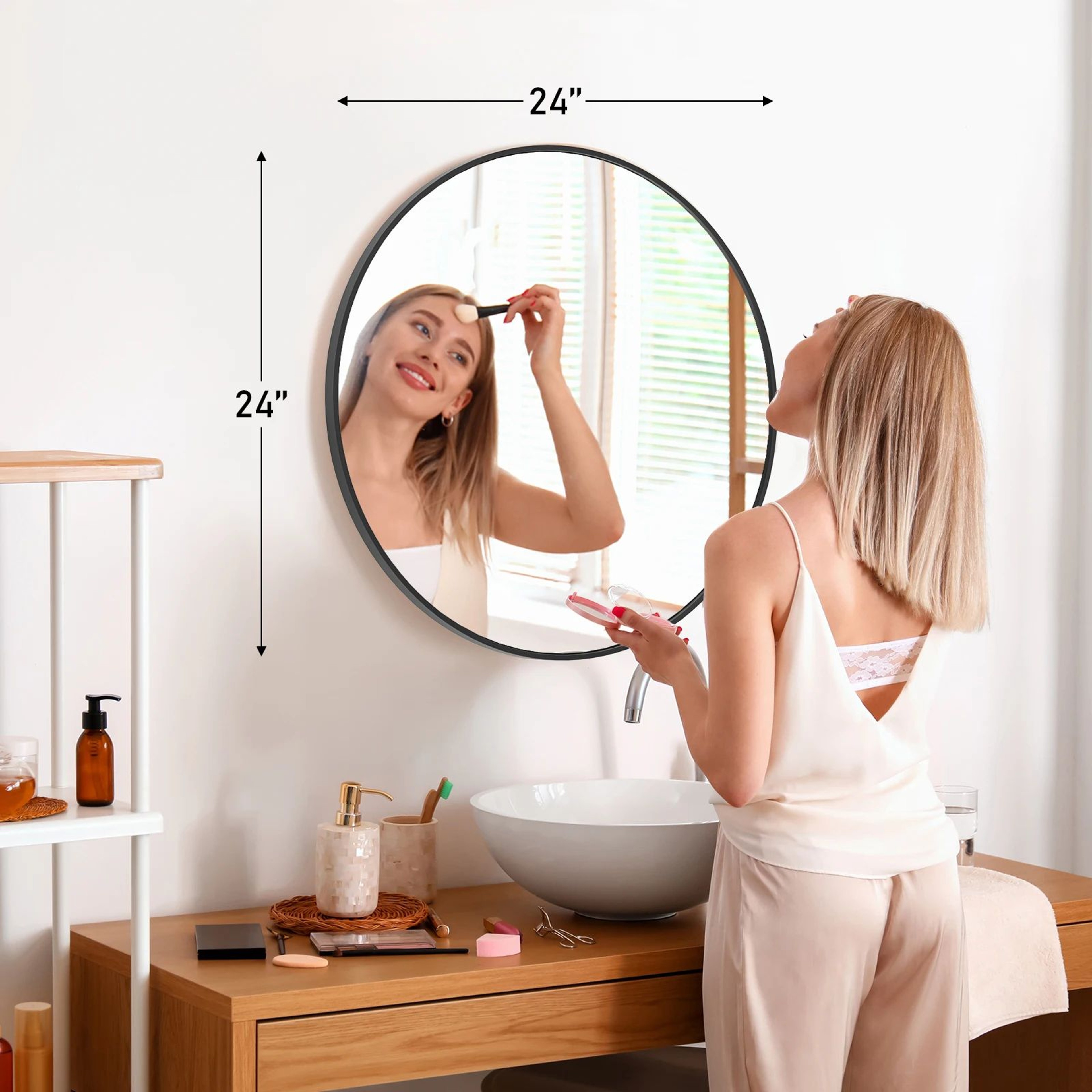 30 Inch Gold Round Wall Mirror With Matte Metal Frame And Tempered Glass 8