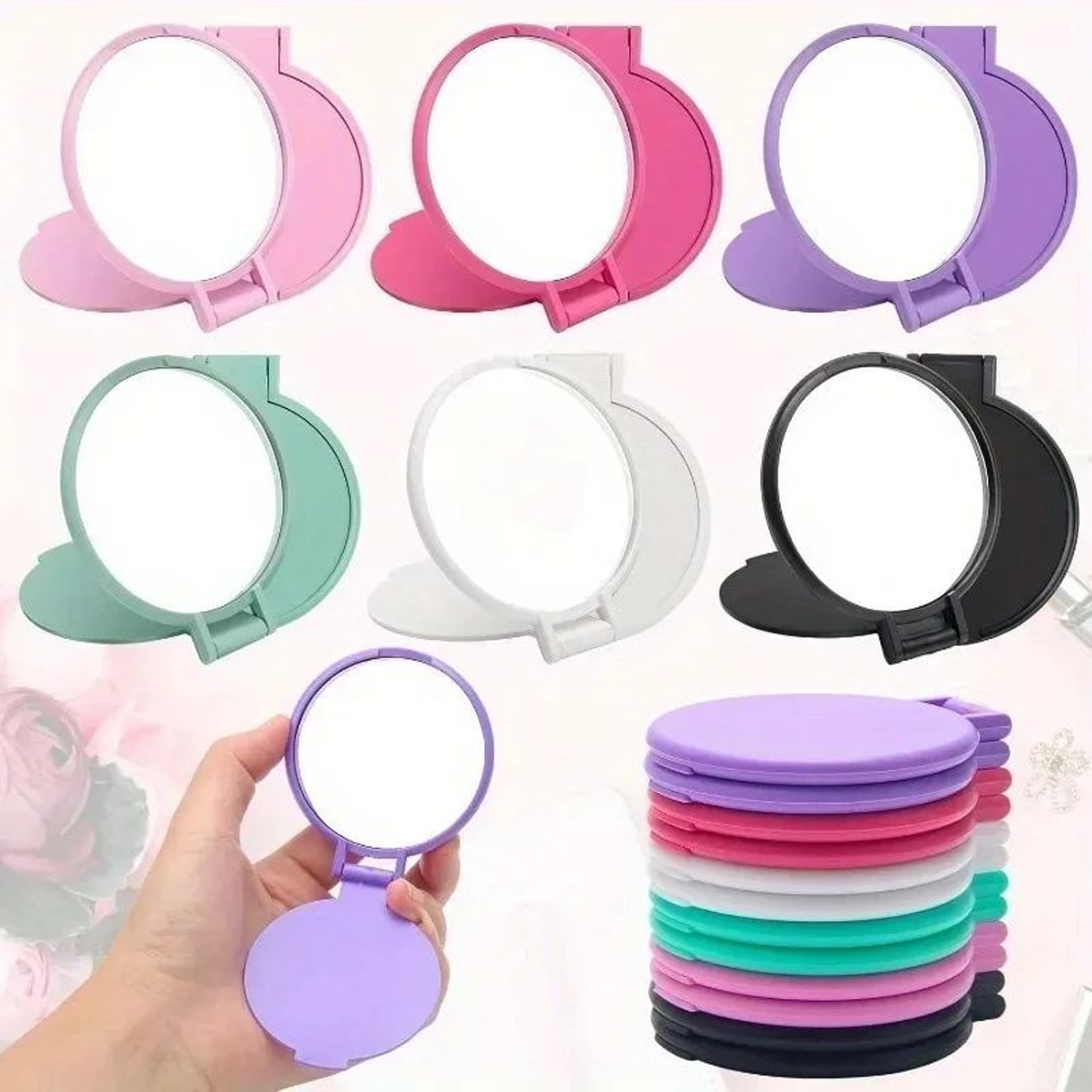 25PCS Mini Foldable Makeup Mirror Set Portable Travel Pocket Mirrors 2