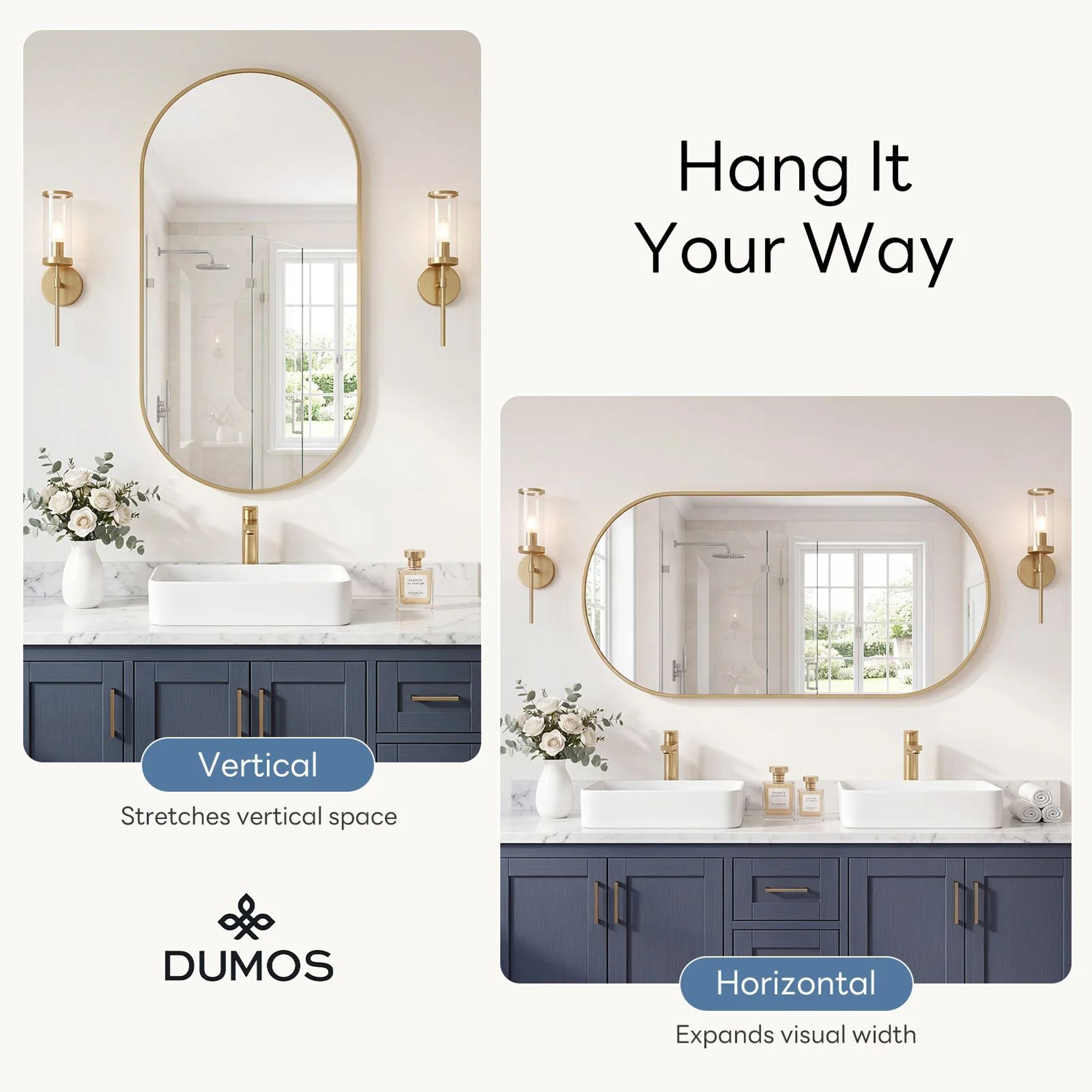 Modern Oval Metal Frame Wall Mirror With Tempered Glass 3
