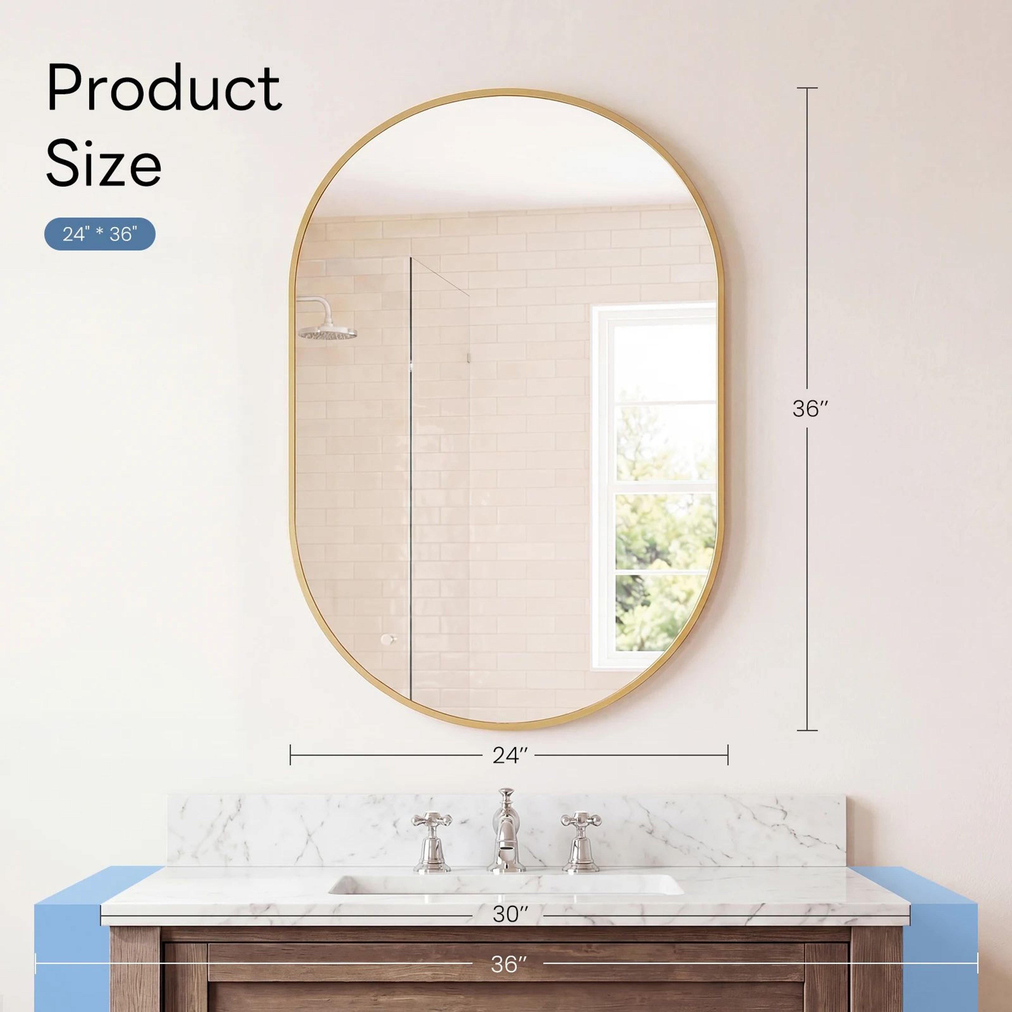 Modern Oval Metal Frame Wall Mirror With Tempered Glass 11