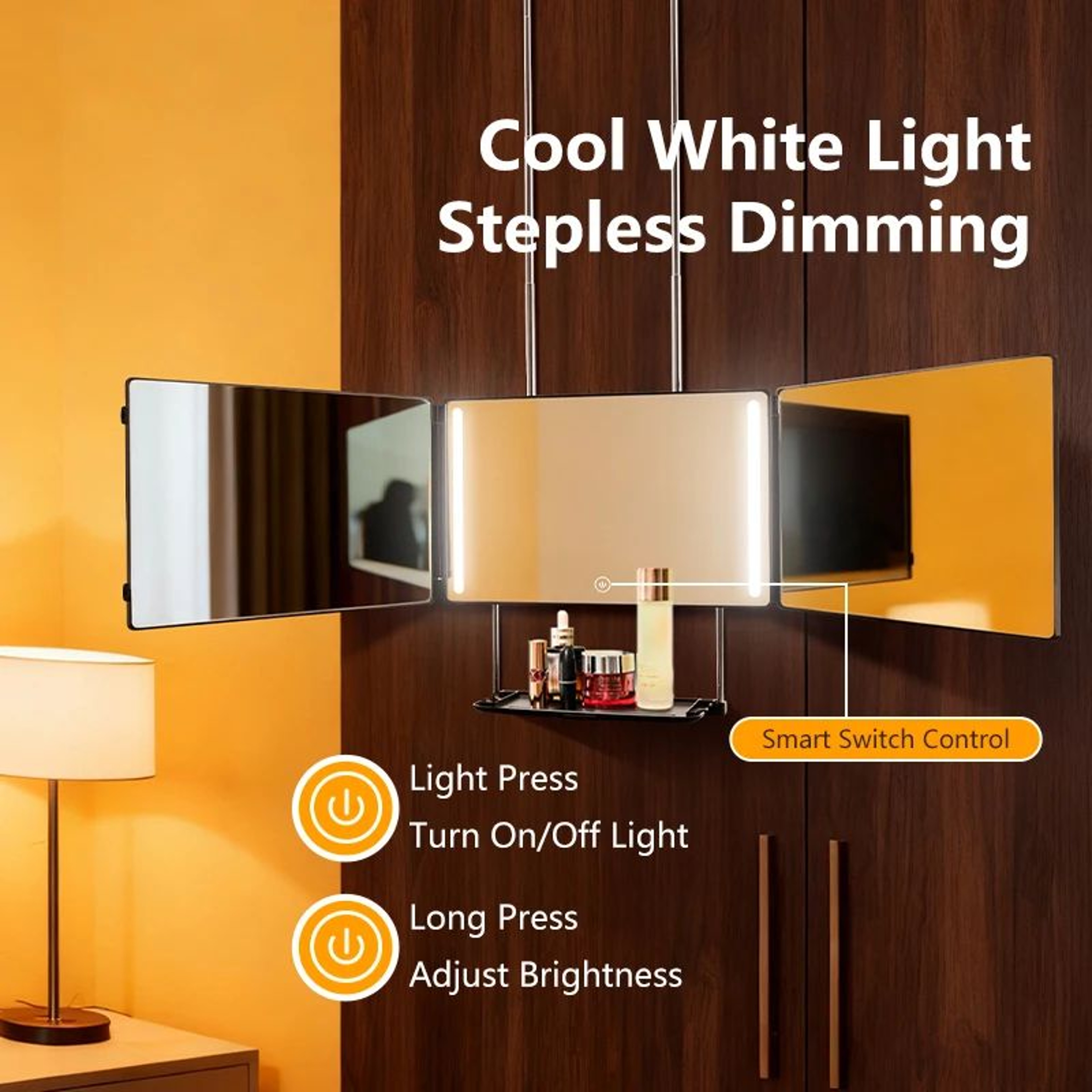 3Way LED Self Haircut Mirror With 360 View And Grooming Tray 2