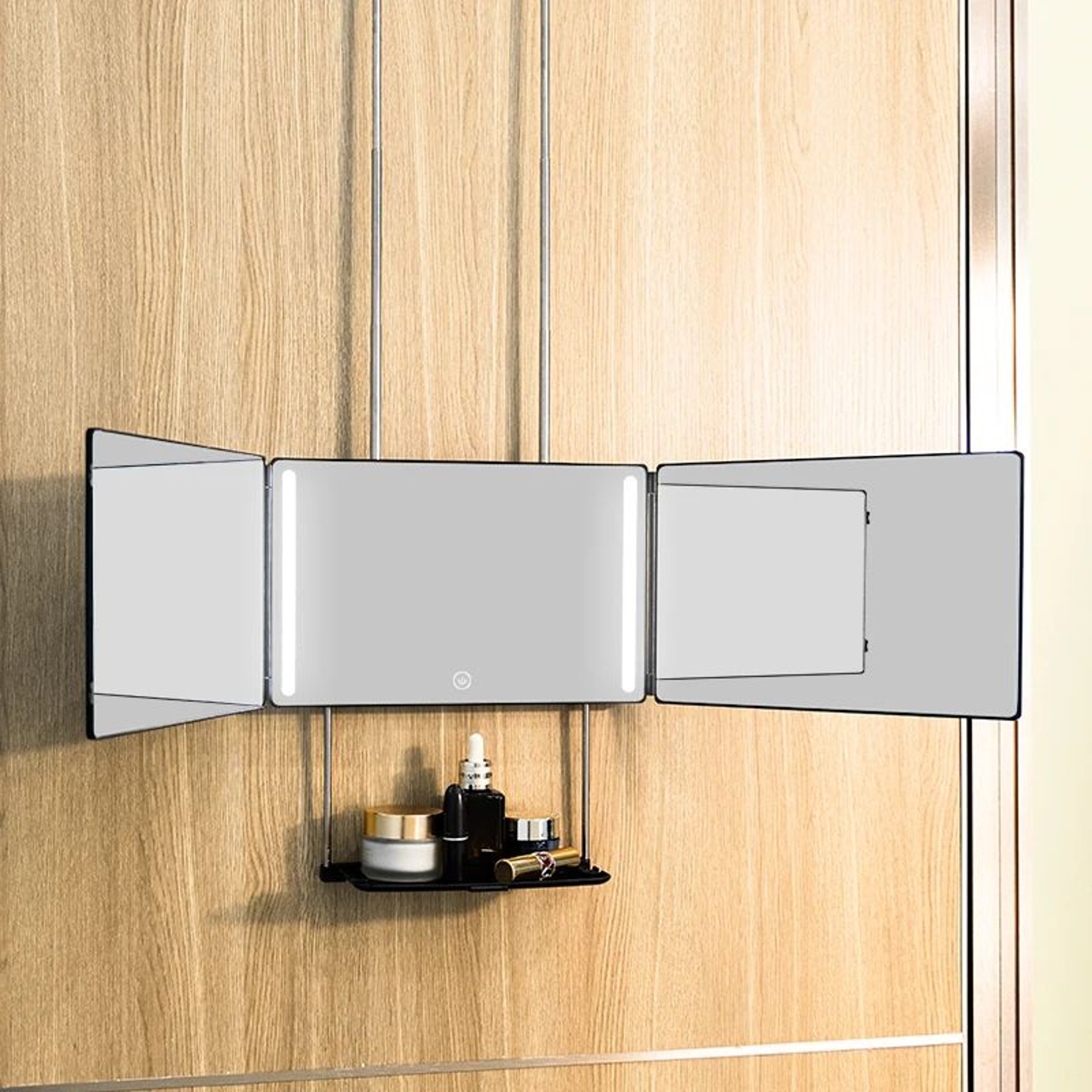 3Way LED Self Haircut Mirror With 360 View And Grooming Tray 0