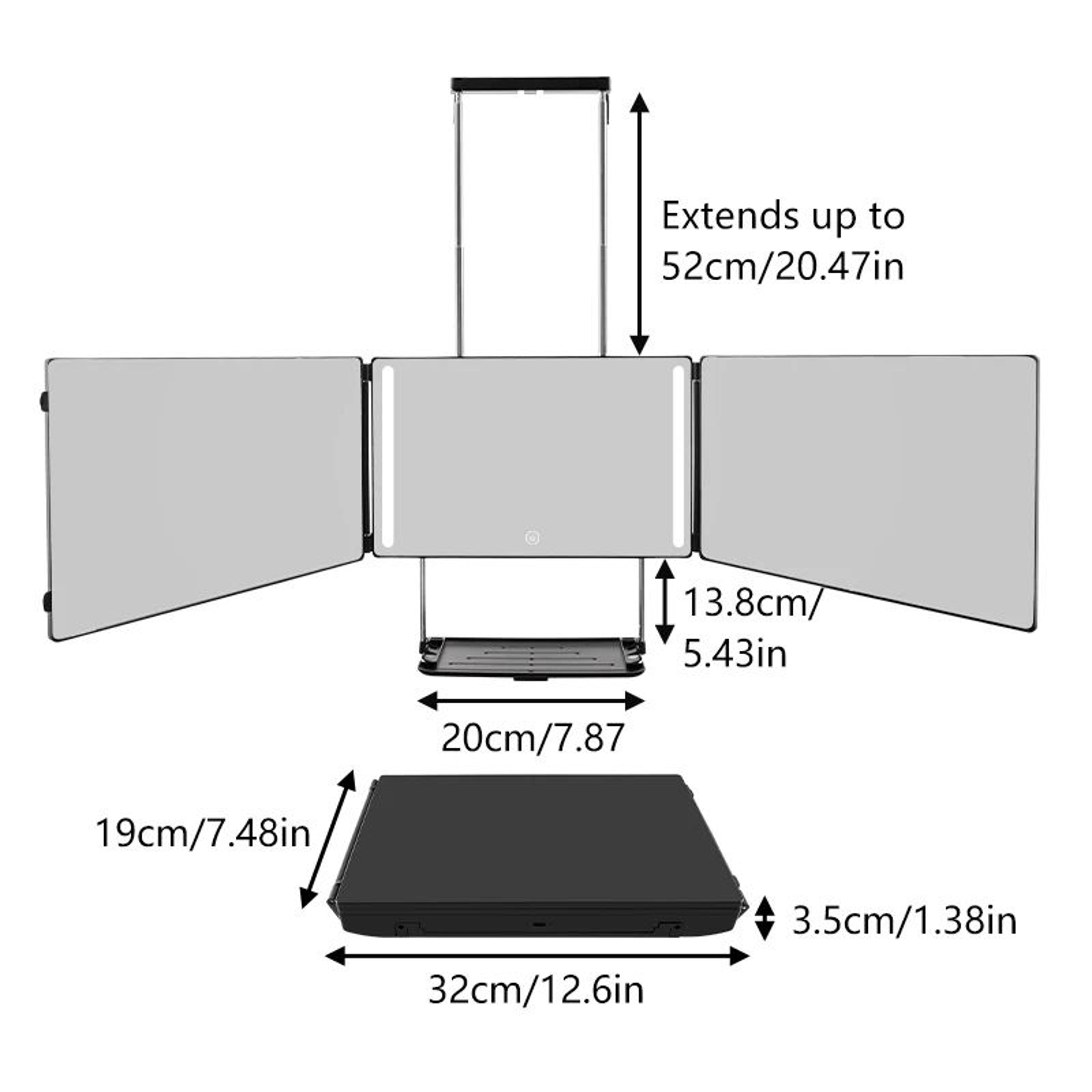 3Way LED Self Haircut Mirror With 360 View And Grooming Tray 4
