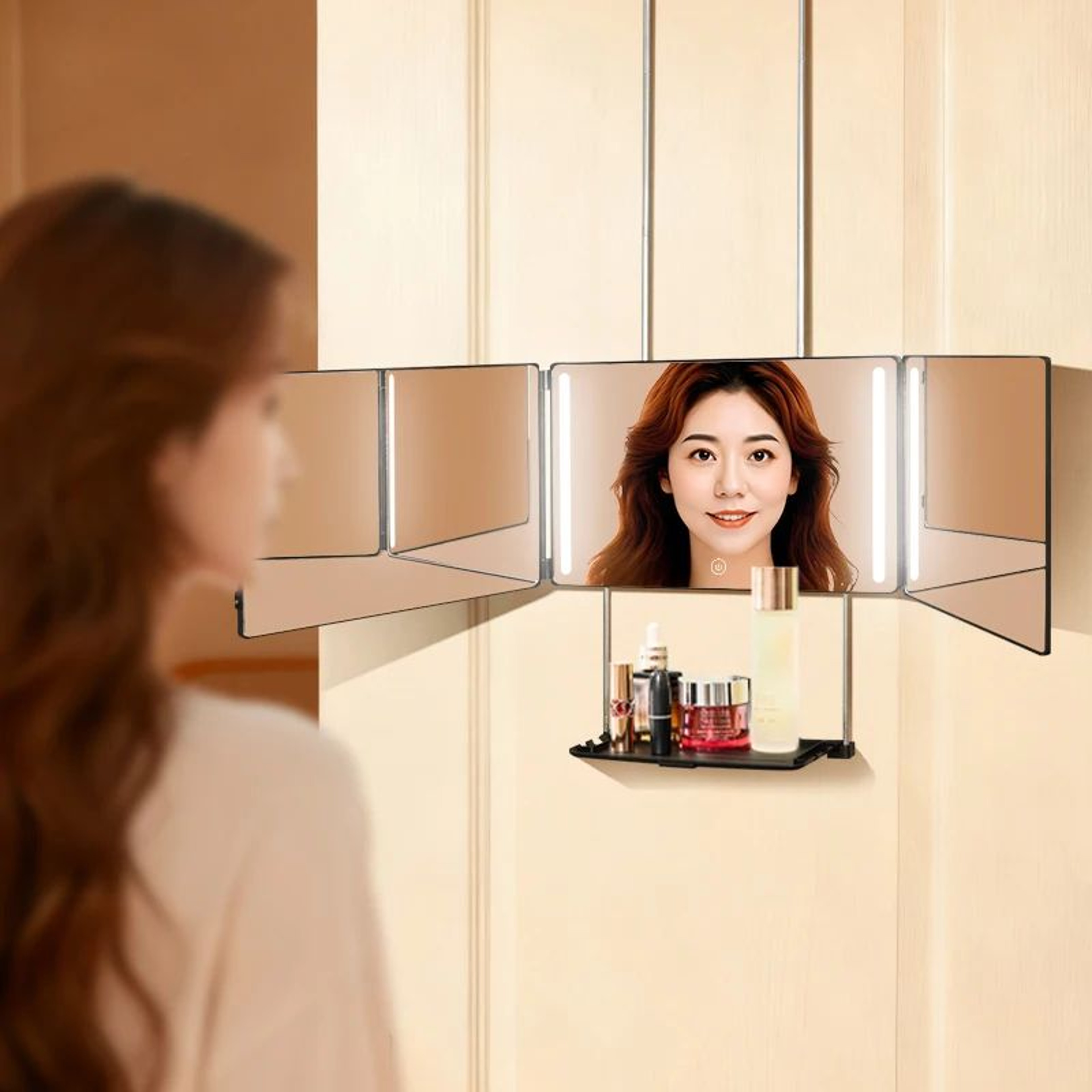 3Way LED Self Haircut Mirror With 360 View And Grooming Tray 1
