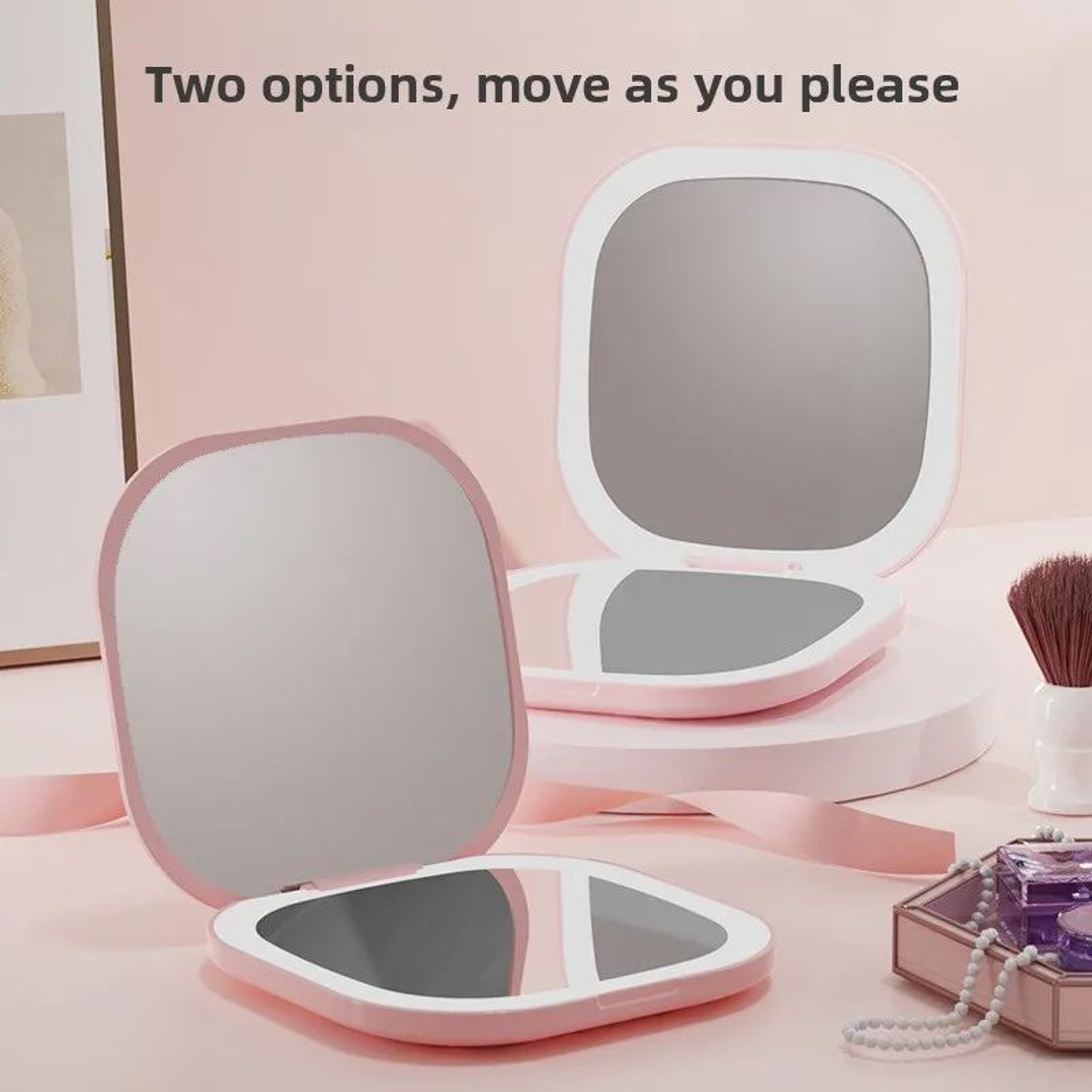 Portable Folding LED Makeup Mirror With 2X Magnification And DoubleSided HD Design 0
