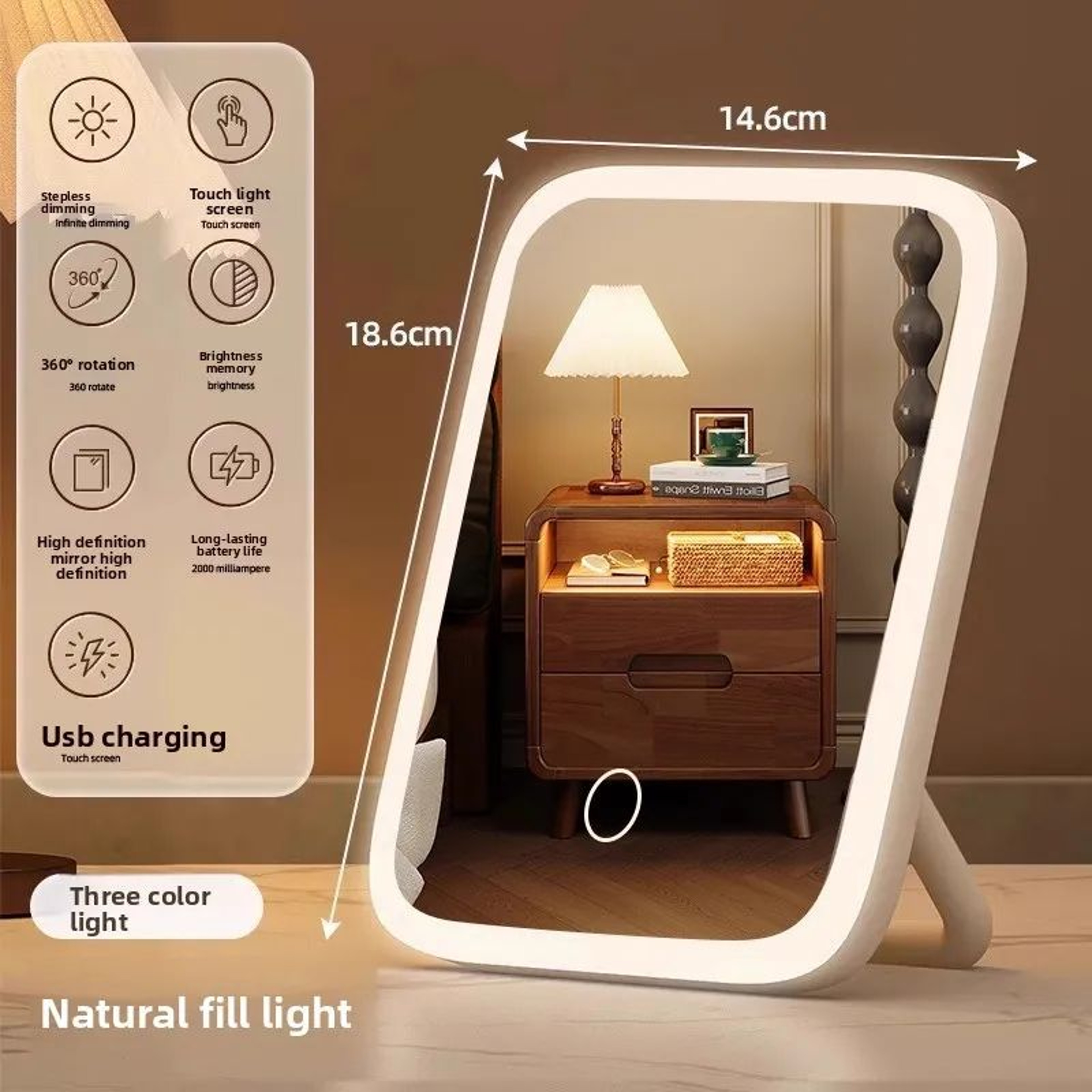 Portable Folding LED Makeup Mirror With 2X Magnification And DoubleSided HD Design 9
