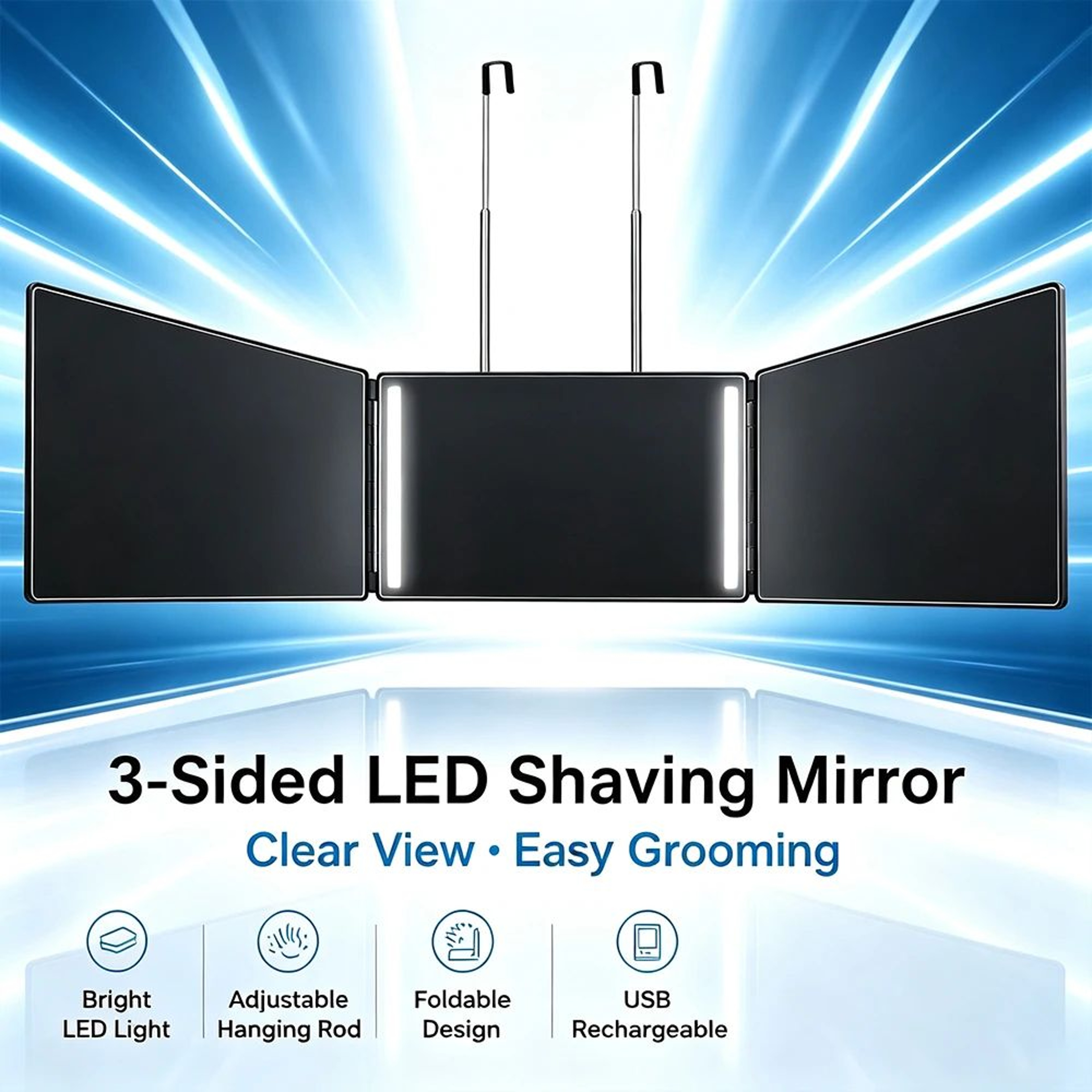 LED 3Way Self Haircut Mirror With Adjustable Hanging Hook 2