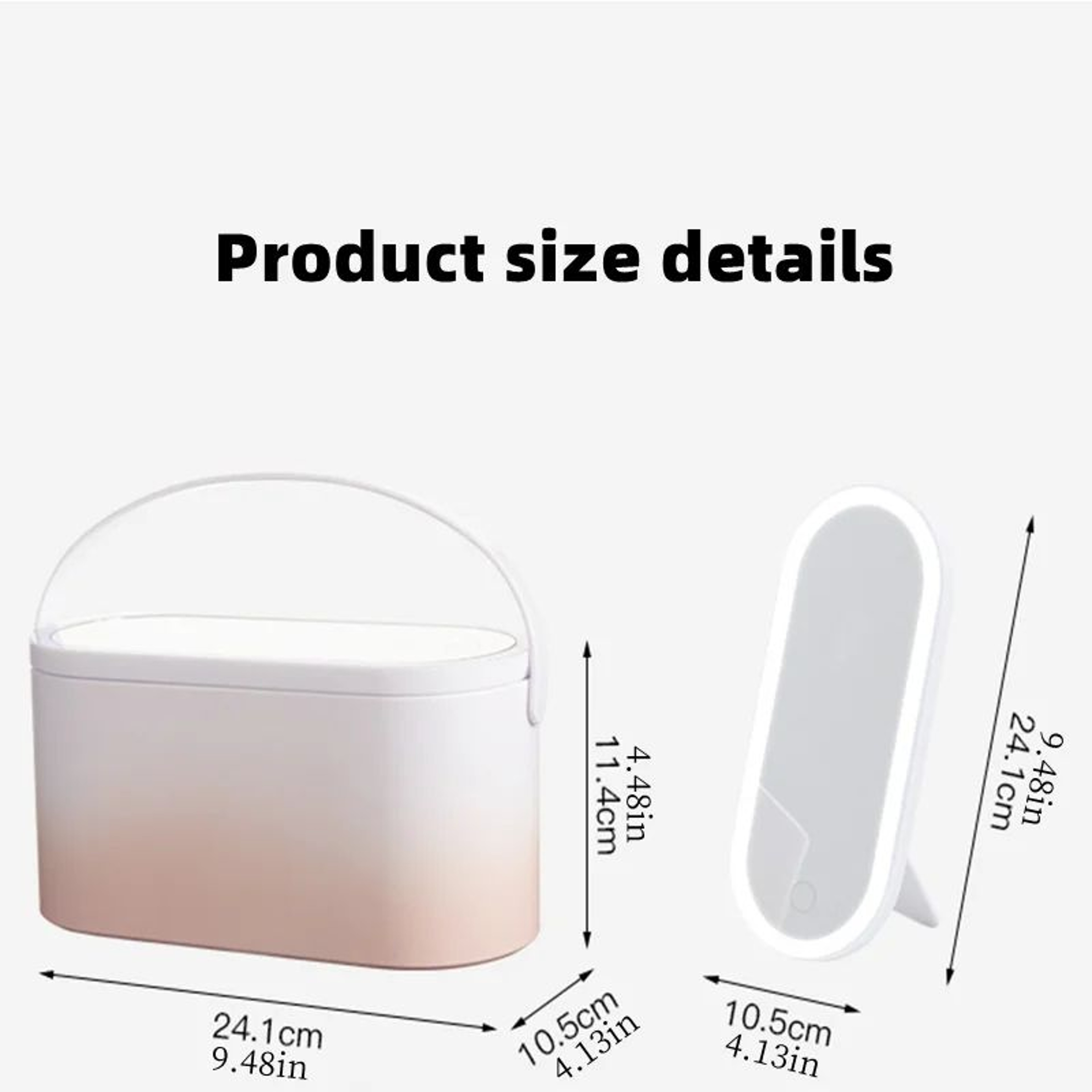 LED Lighted Mirror Makeup Organizer Case  Portable Cosmetic Storage Box 3