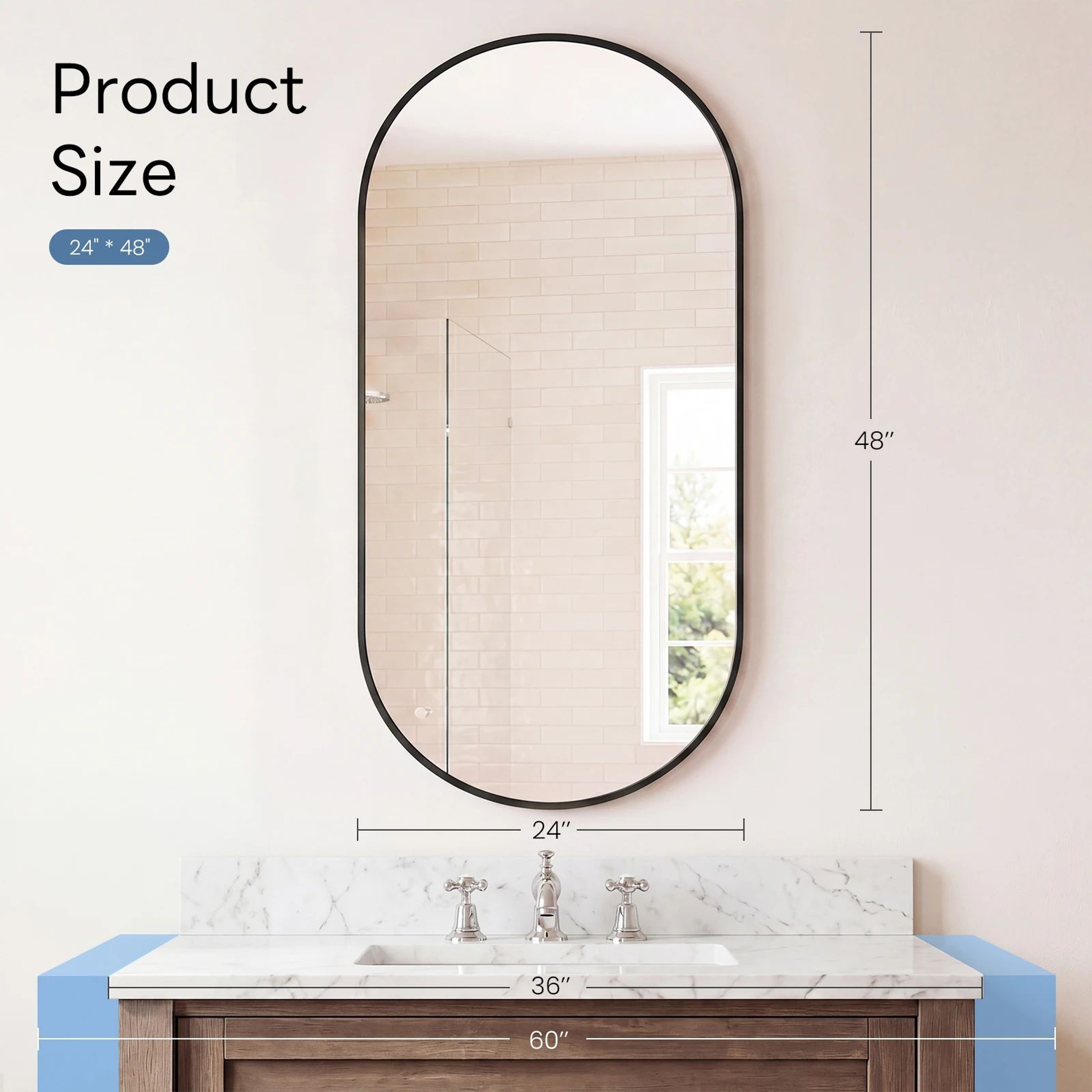 Modern Oval Metal Frame Wall Mirror With Tempered Glass For Bedroom And Living Room 13