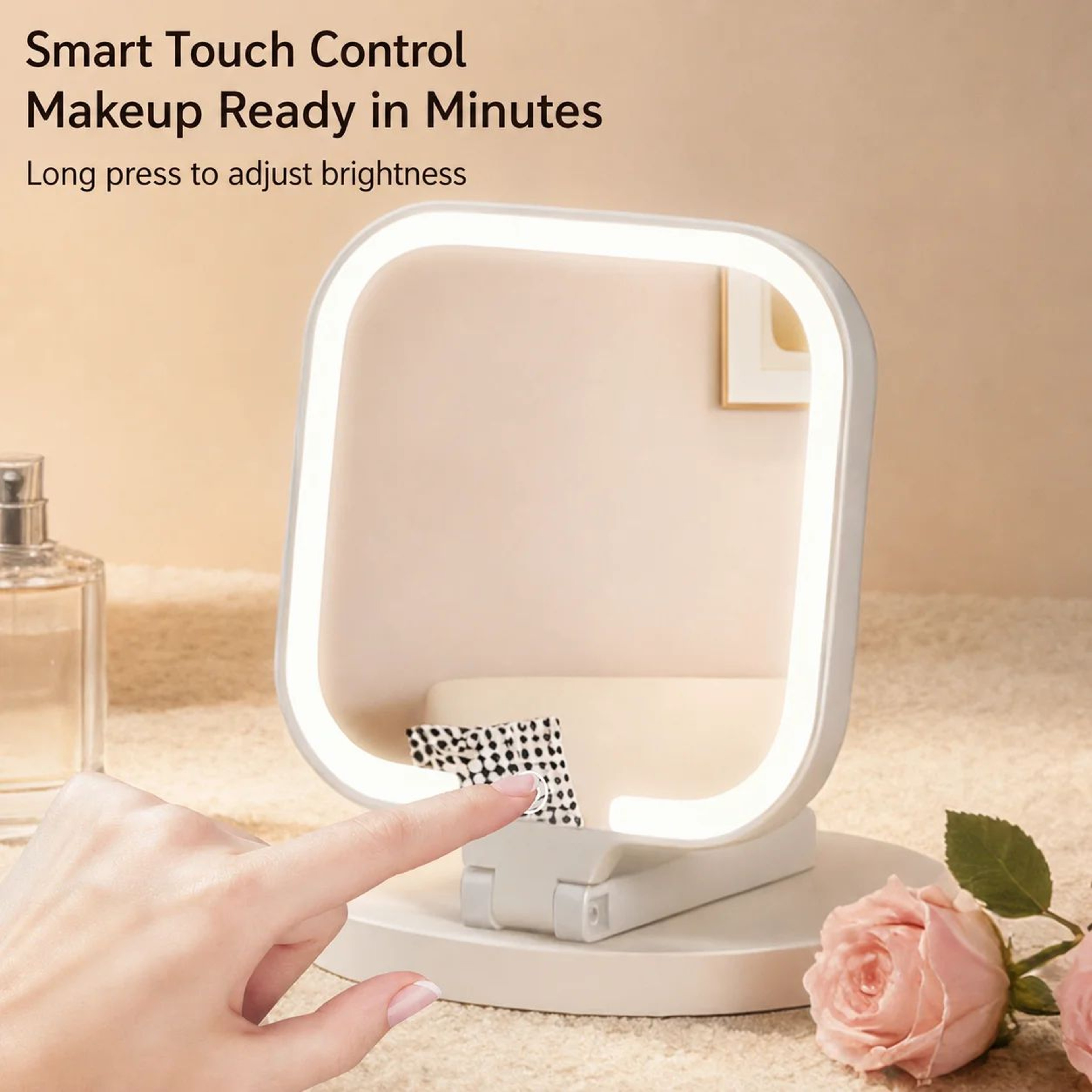 Portable HD LED Makeup Mirror With Dimmable TriColor Light 5