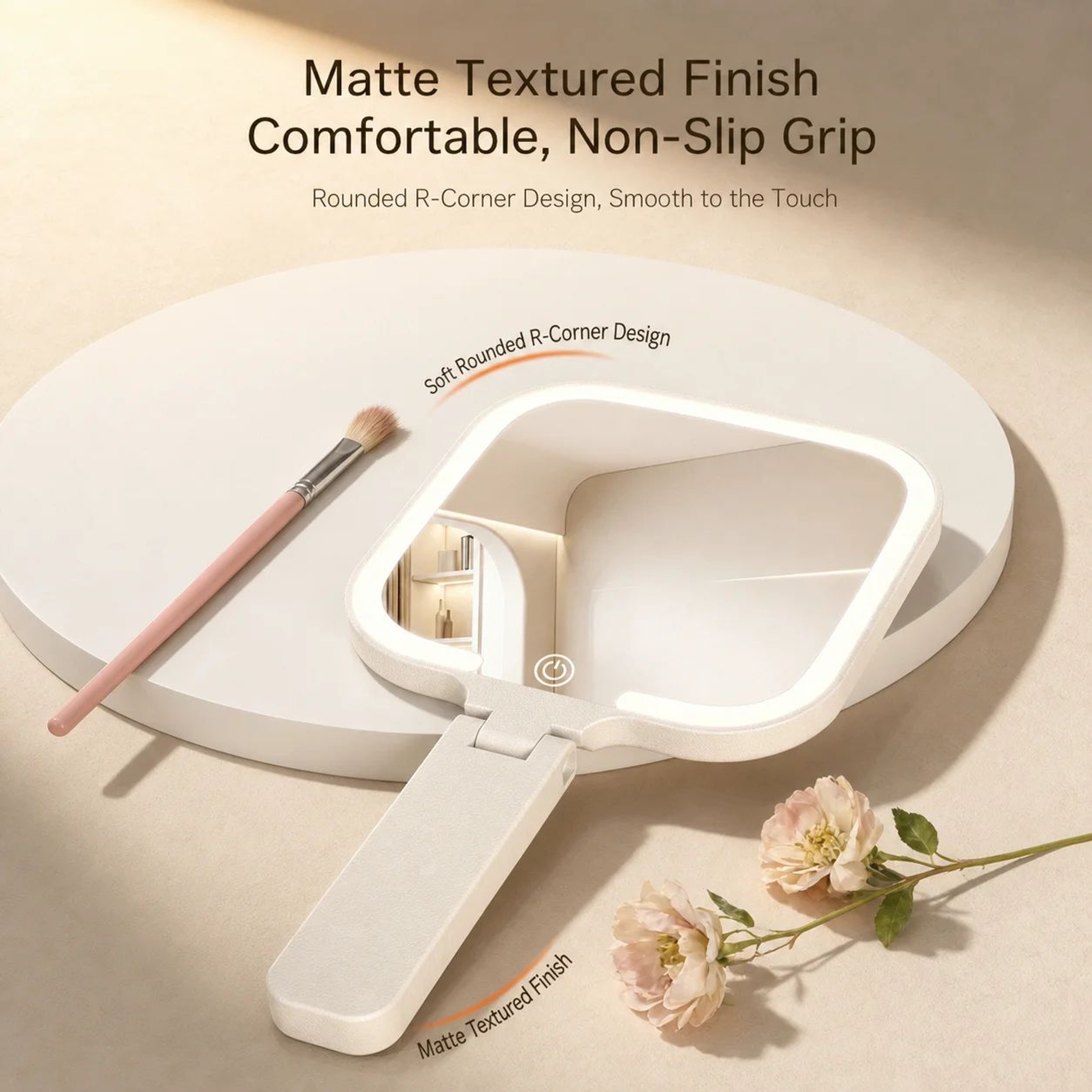 Portable HD LED Makeup Mirror With Dimmable TriColor Light 7