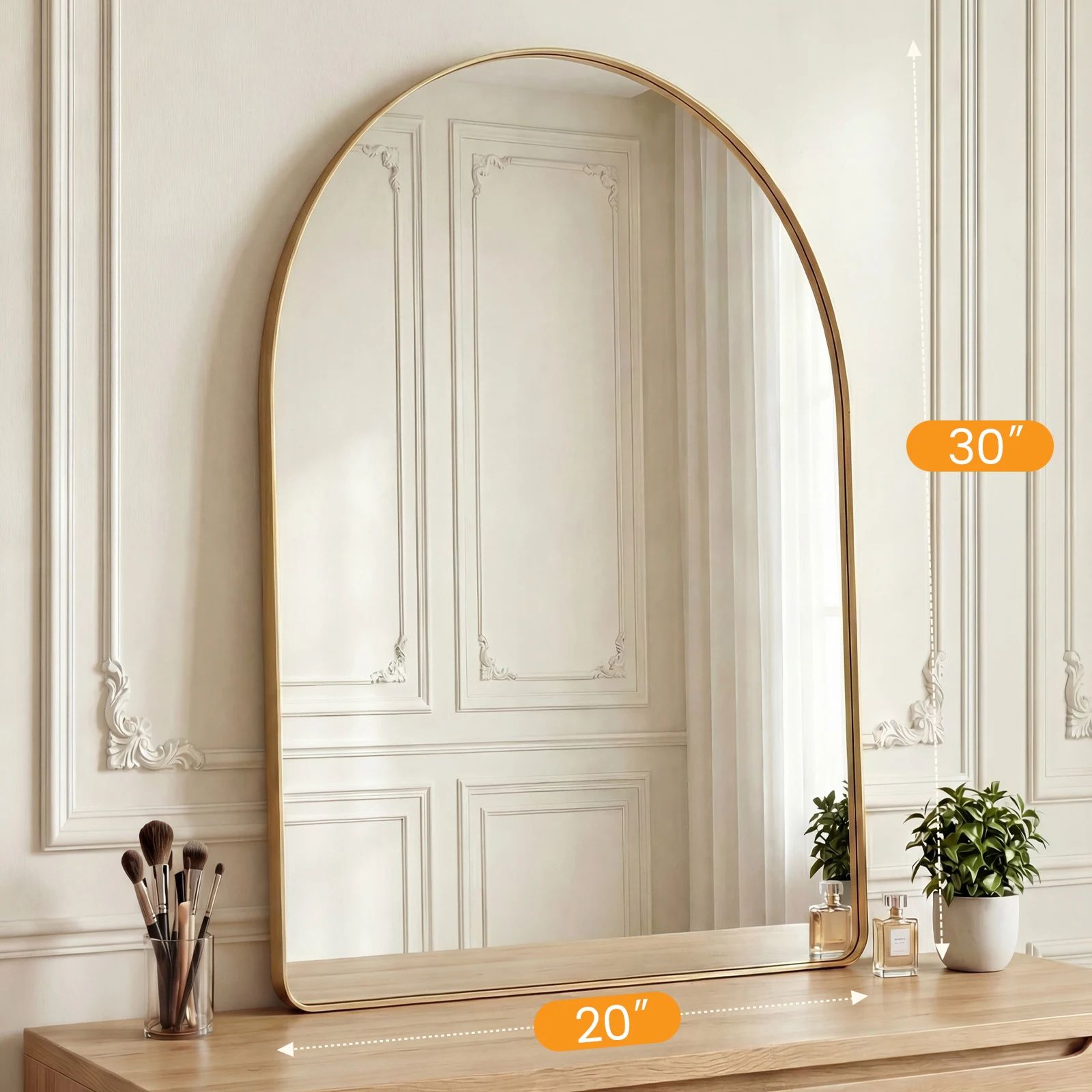 Modern Arched Metal Frame Bathroom Vanity Wall Mirror 6