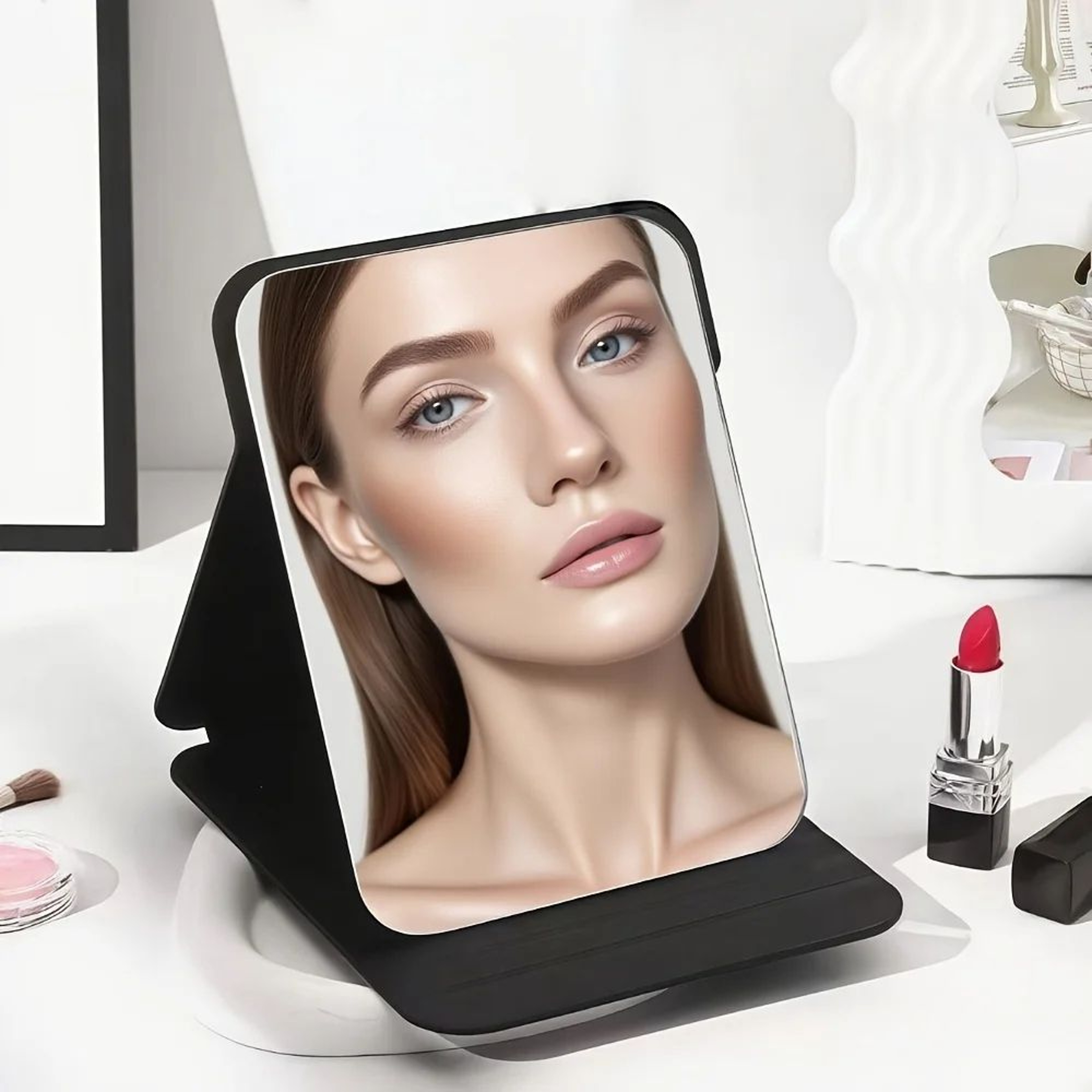 Portable Folding Makeup Mirror Compact Desktop Vanity Mirror For Travel And Daily Grooming 0